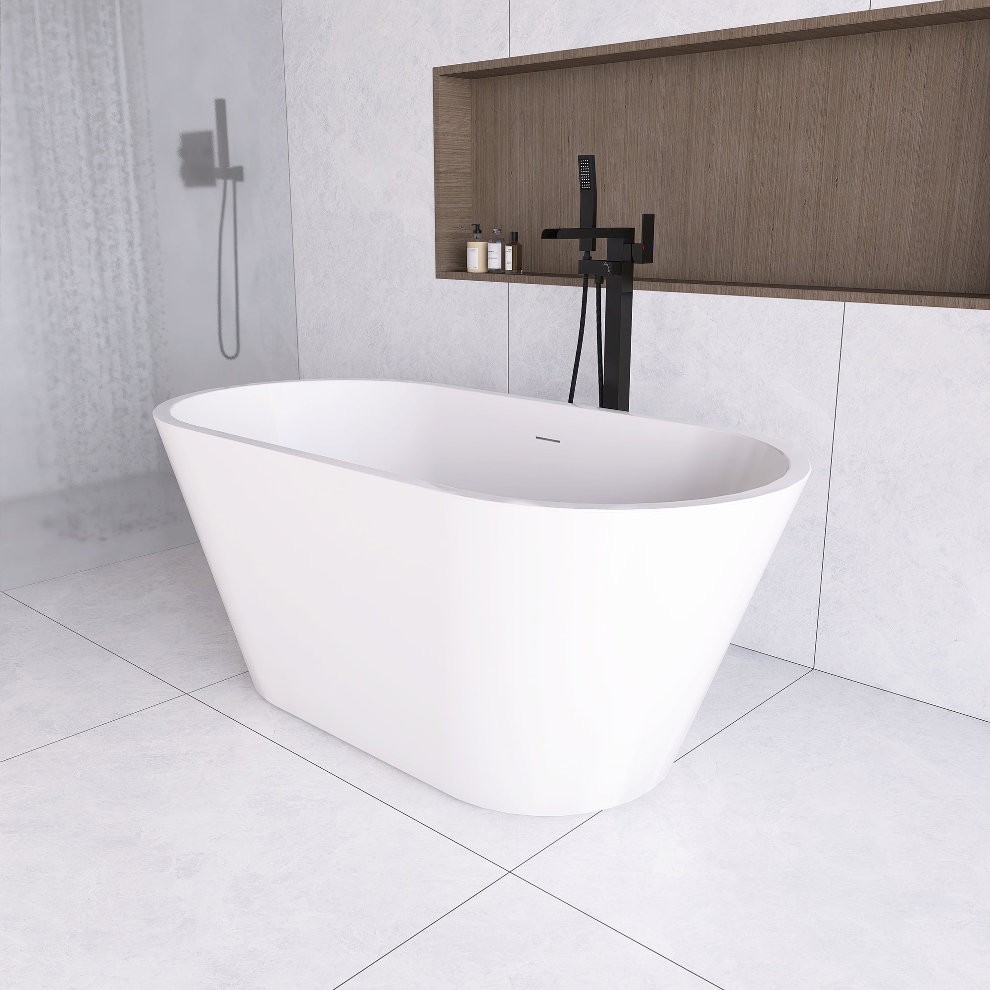 51 in. Acrylic Flatbottom Non-Whirlpool Bathtub in White
