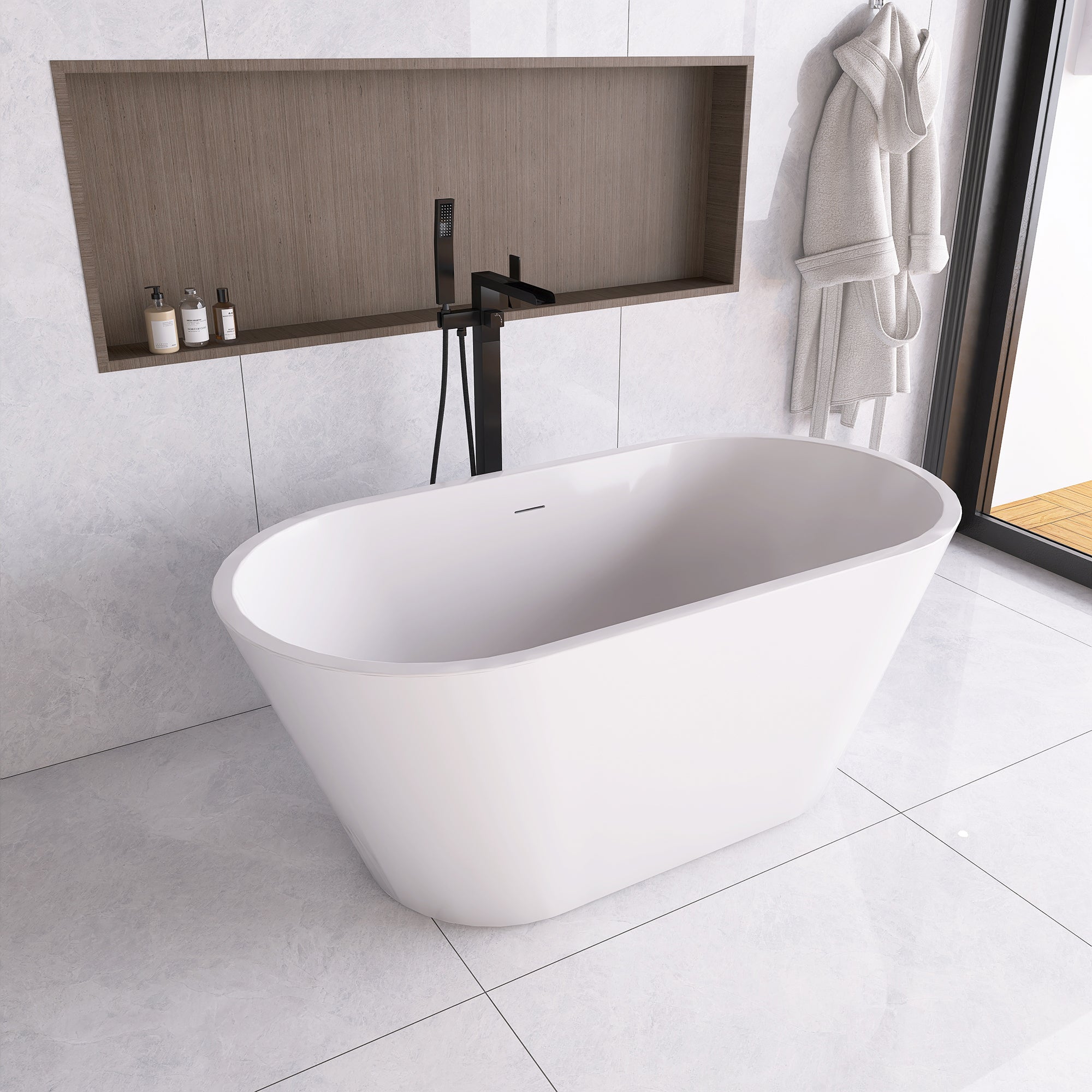 51 in. Acrylic Flatbottom Non-Whirlpool Bathtub in White