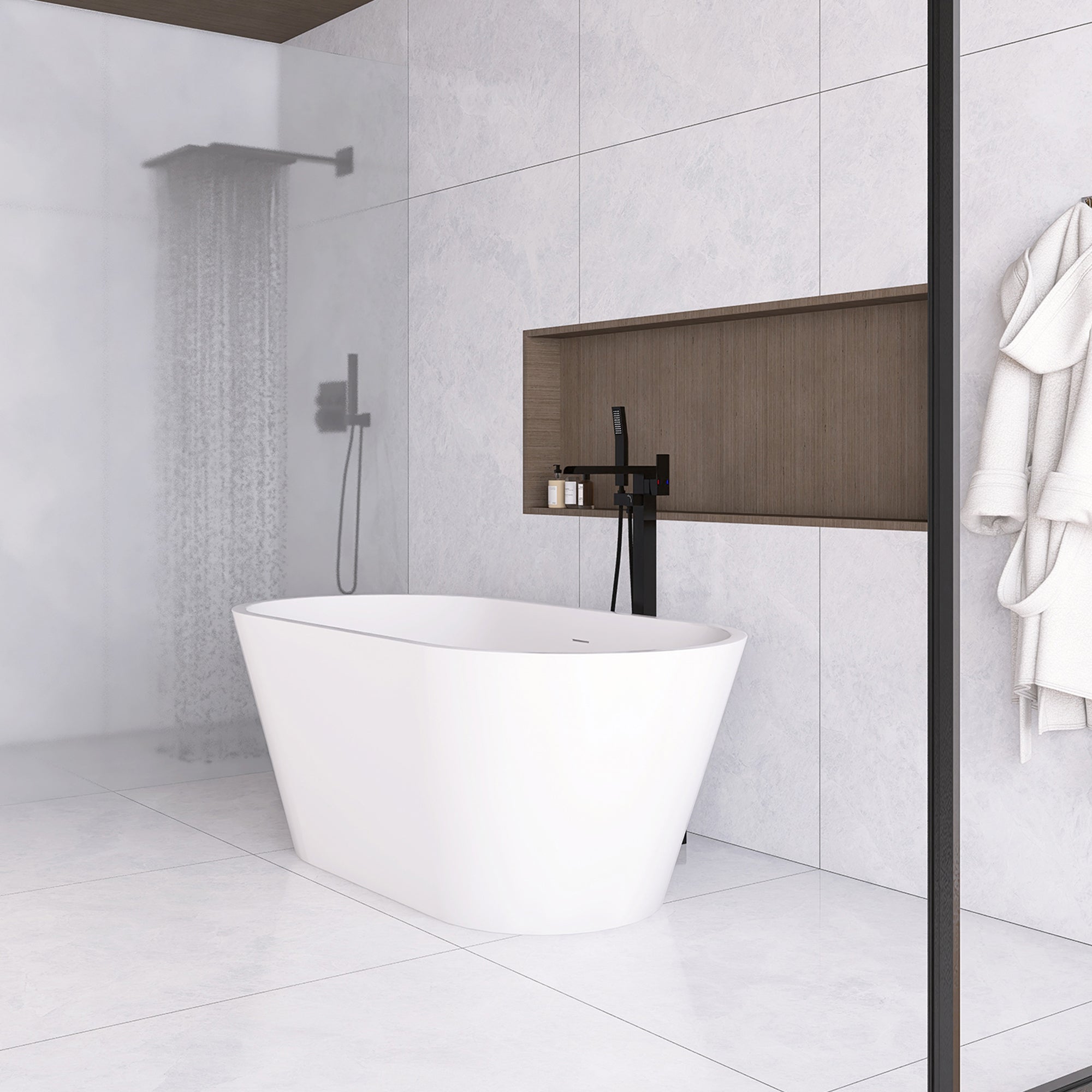51 in. Acrylic Flatbottom Non-Whirlpool Bathtub in White