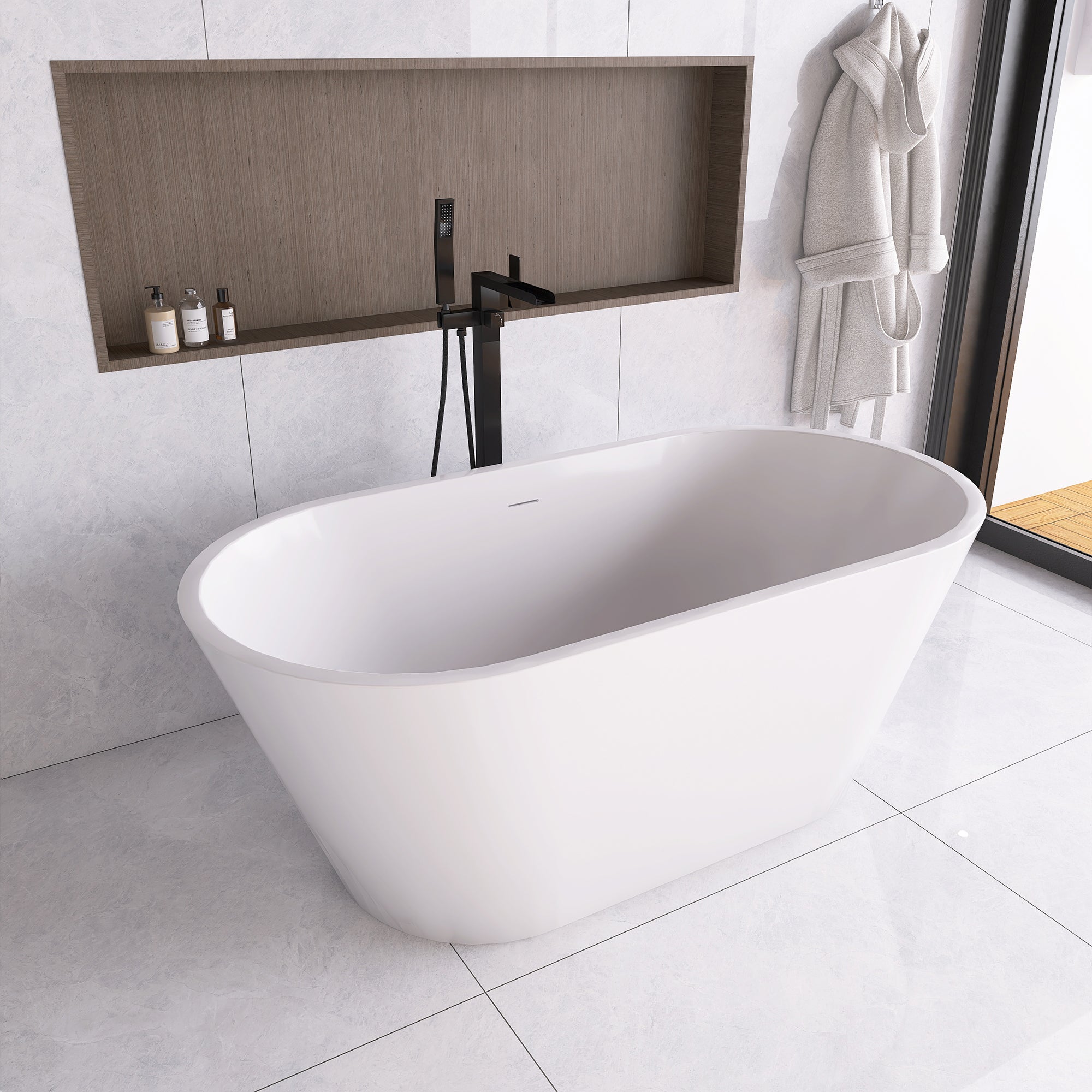 51 in. Acrylic Flatbottom Non-Whirlpool Bathtub in White