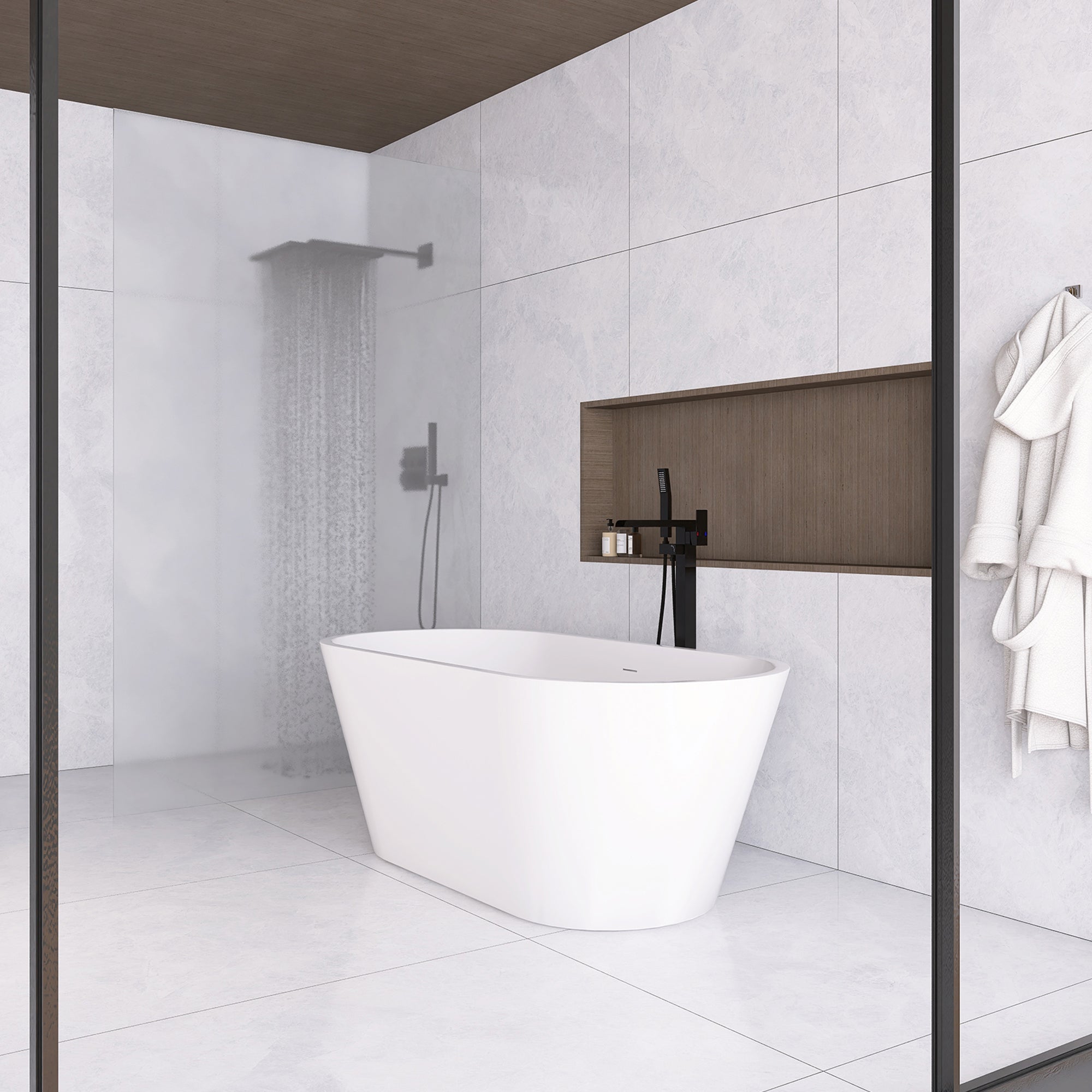 51 in. Acrylic Flatbottom Non-Whirlpool Bathtub in White
