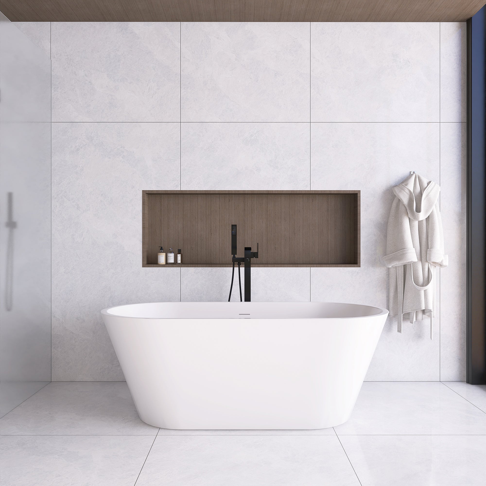 51 in. Acrylic Flatbottom Non-Whirlpool Bathtub in White
