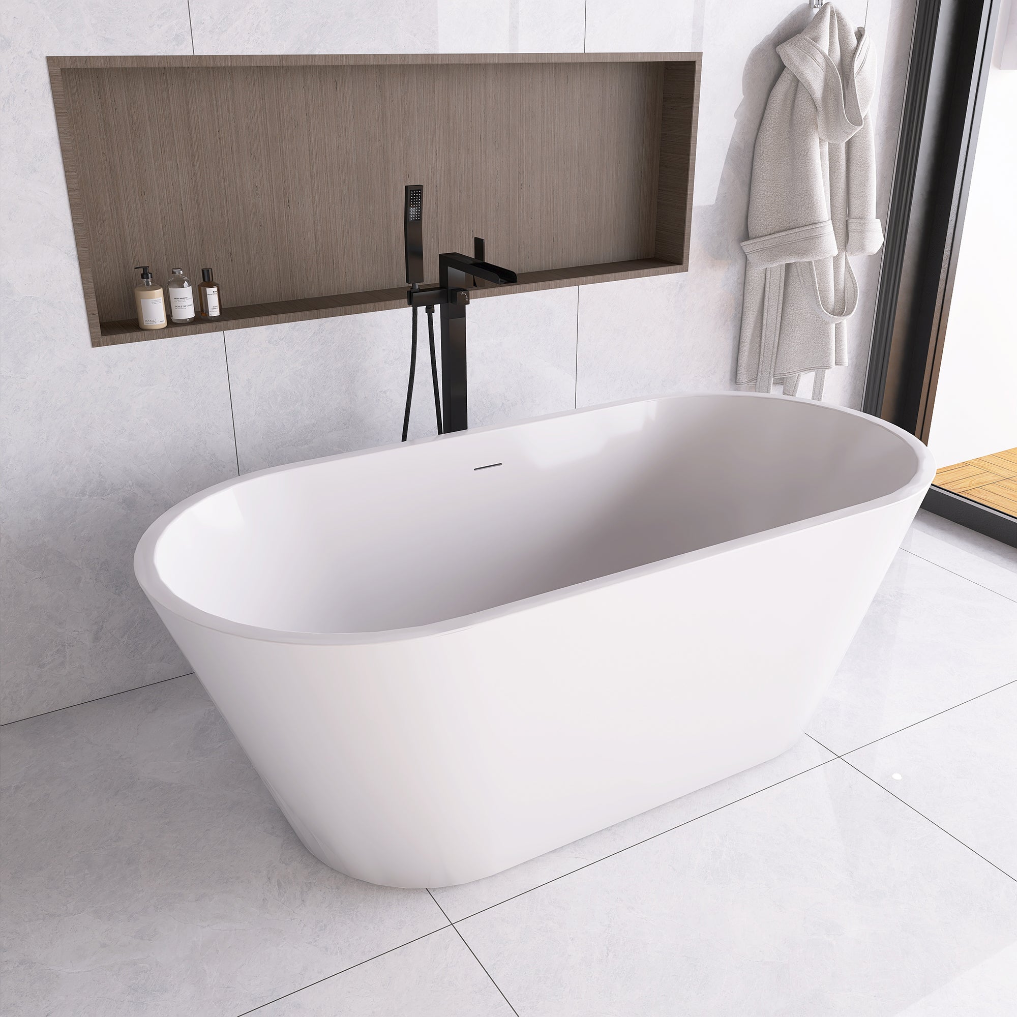 51 in. Acrylic Flatbottom Non-Whirlpool Bathtub in White