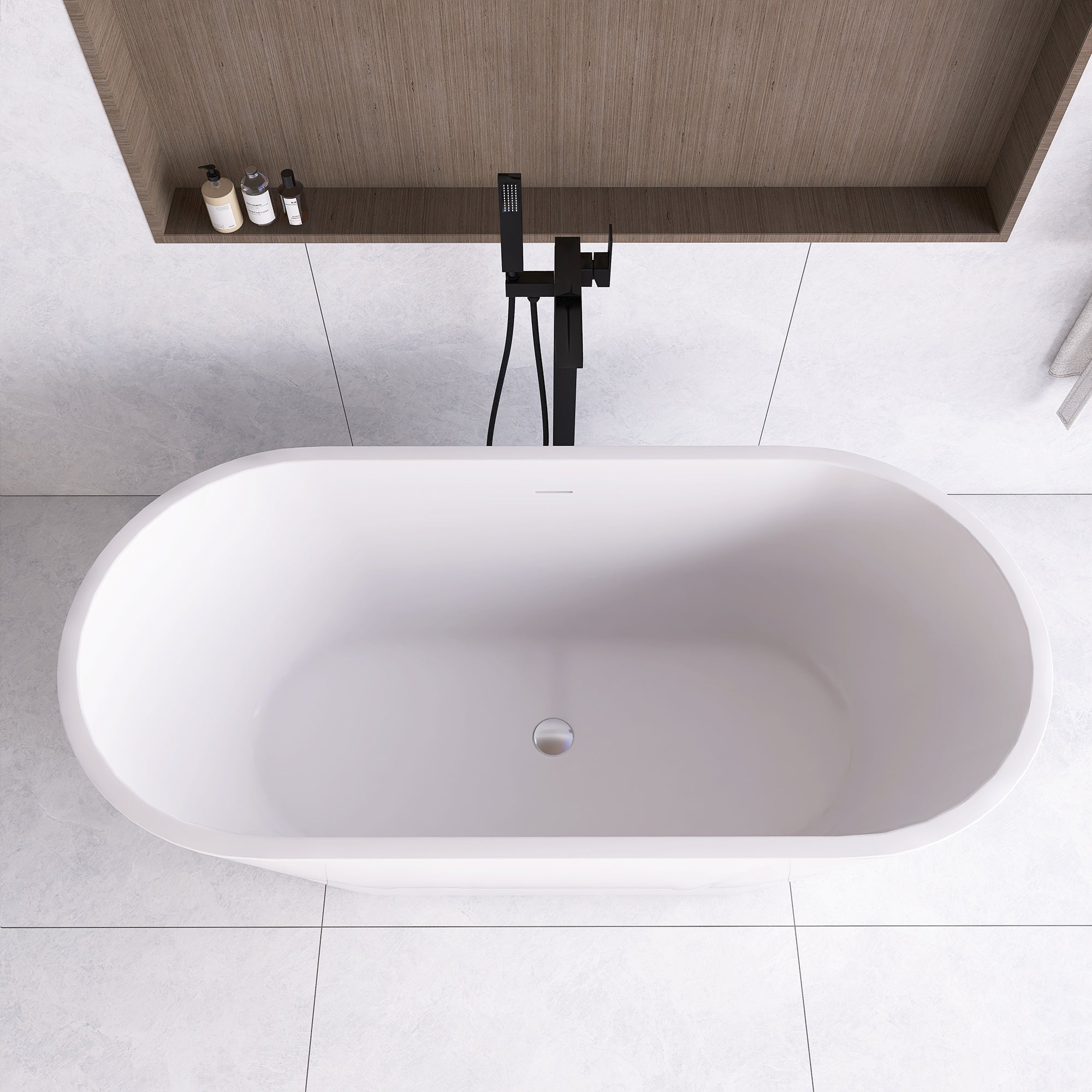 51 in. Acrylic Flatbottom Non-Whirlpool Bathtub in White