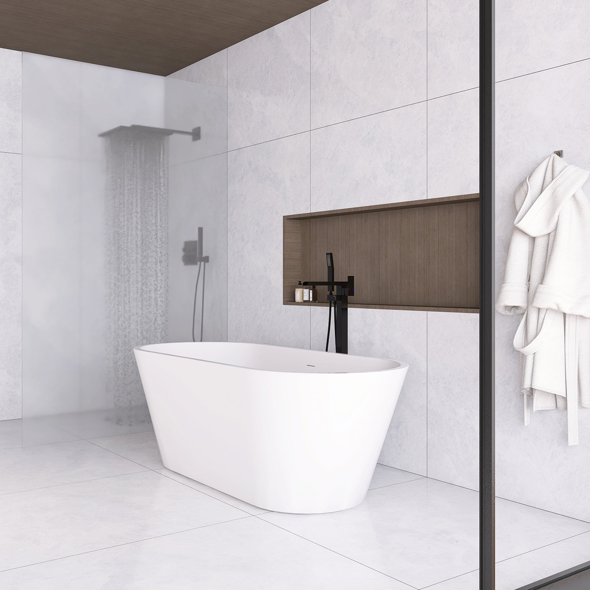 51 in. Acrylic Flatbottom Non-Whirlpool Bathtub in White