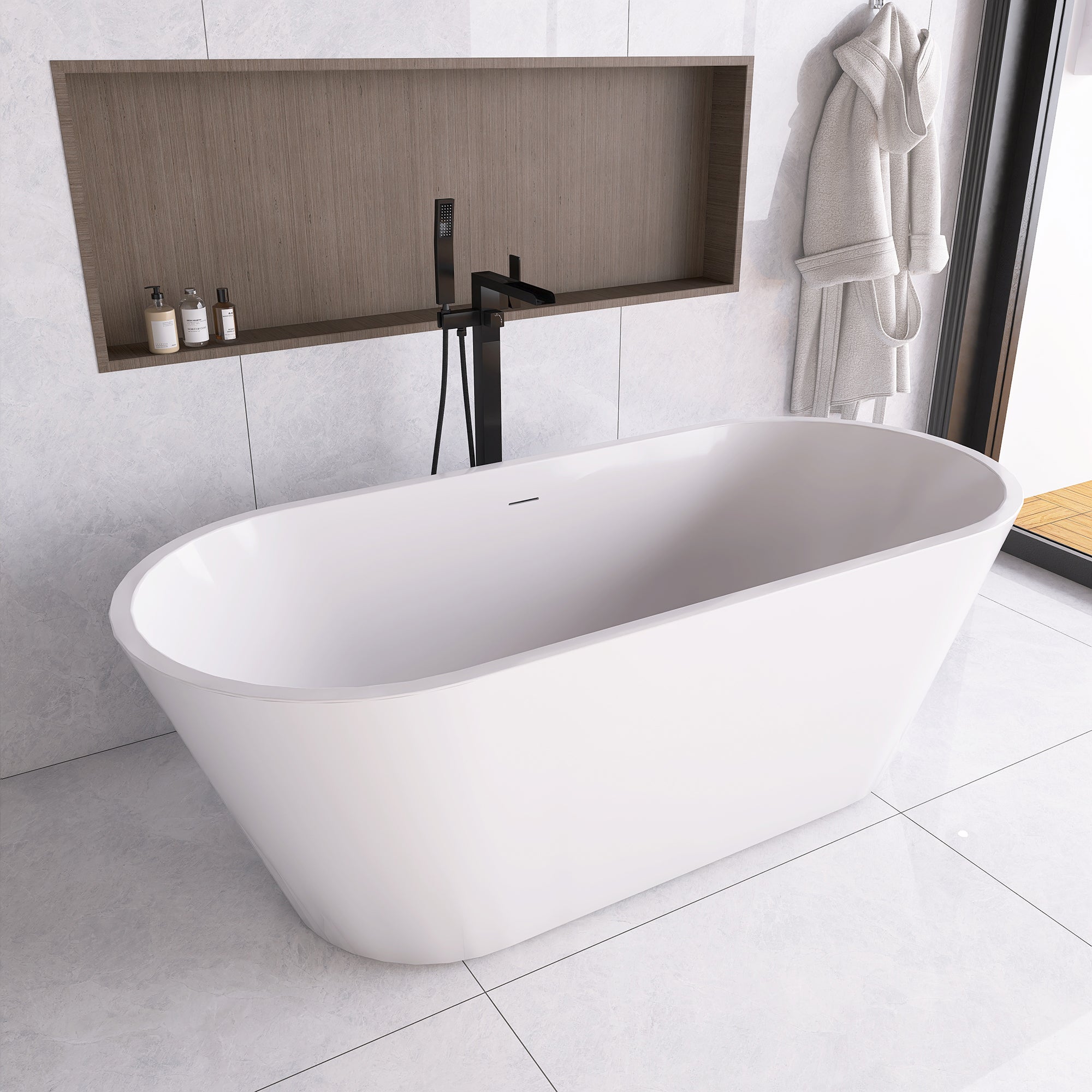 51 in. Acrylic Flatbottom Non-Whirlpool Bathtub in White