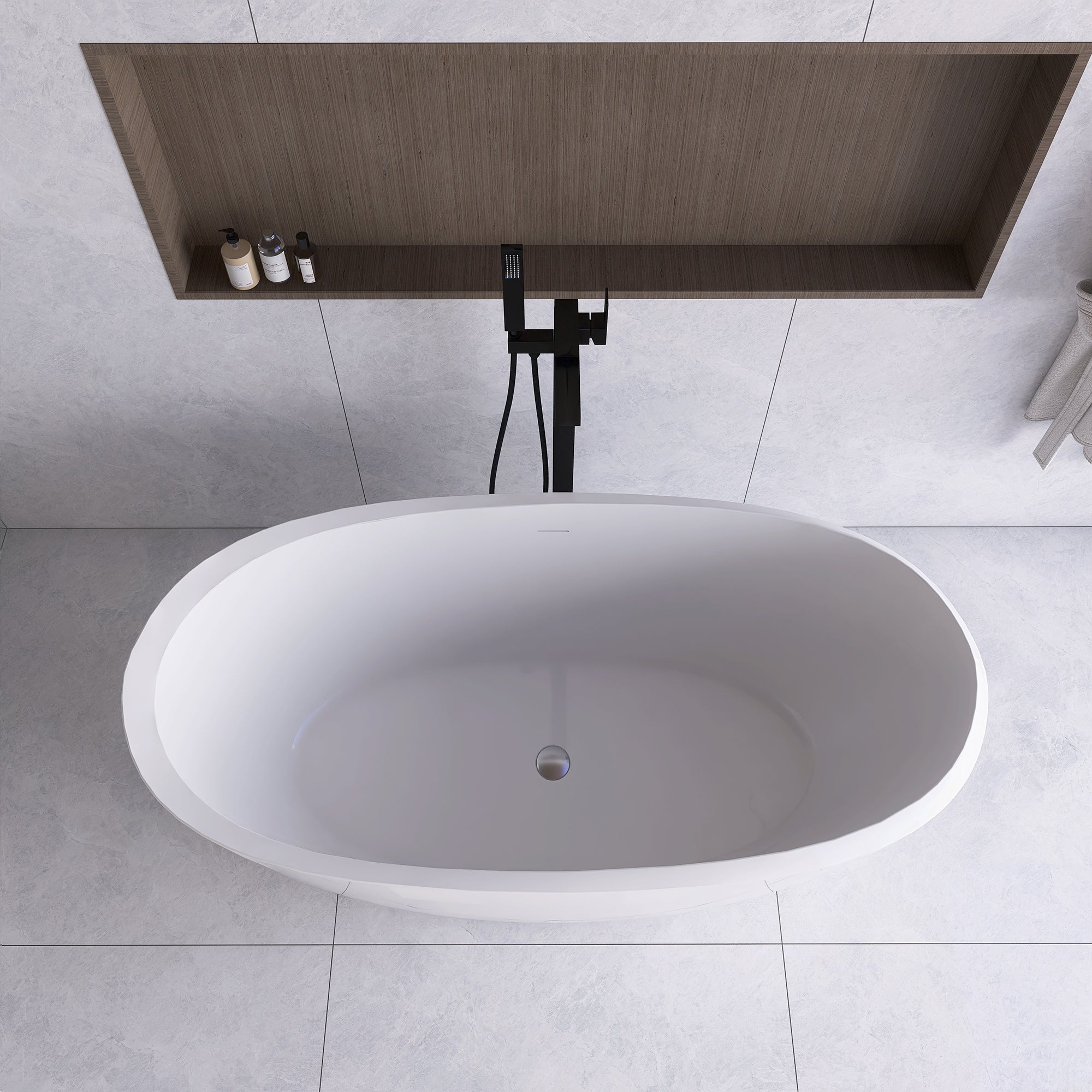 51 in./ 59 in./ 67 in. Acrylic Freestanding Soaking Bathtub with Drain and Adjustable Support Legs