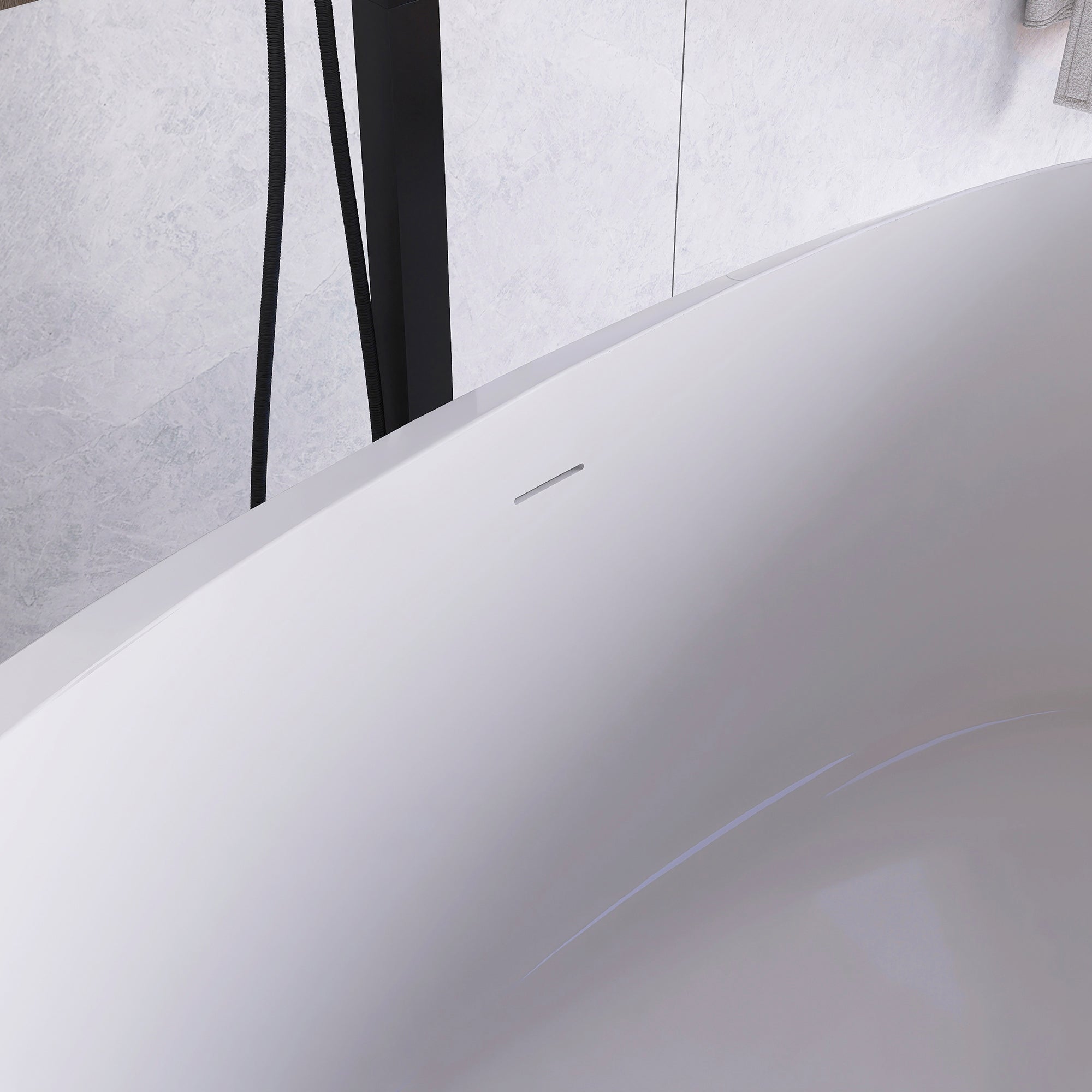 51 in./ 59 in./ 67 in. Acrylic Freestanding Soaking Bathtub with Drain and Adjustable Support Legs