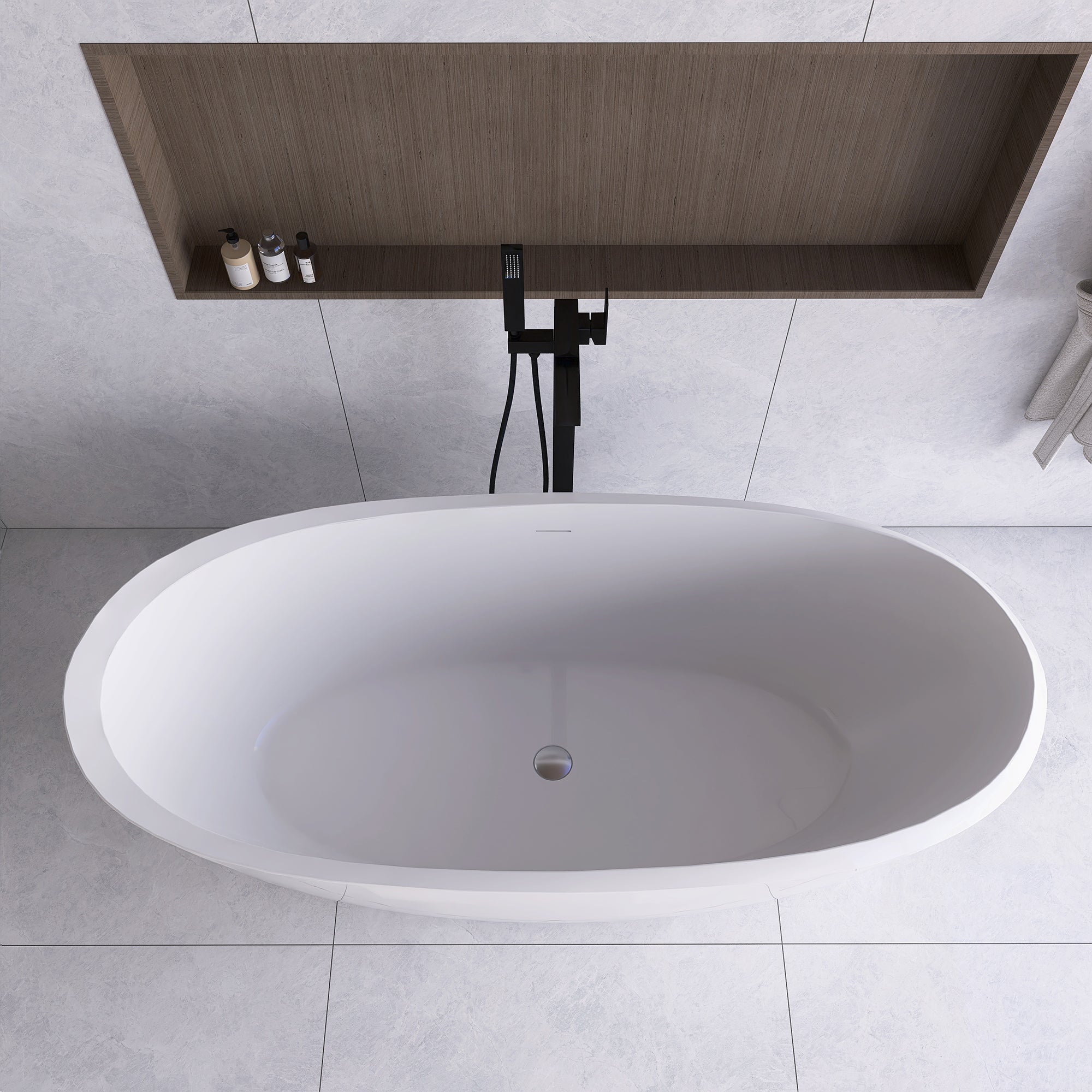 51 in./ 59 in./ 67 in. Acrylic Freestanding Soaking Bathtub with Drain and Adjustable Support Legs