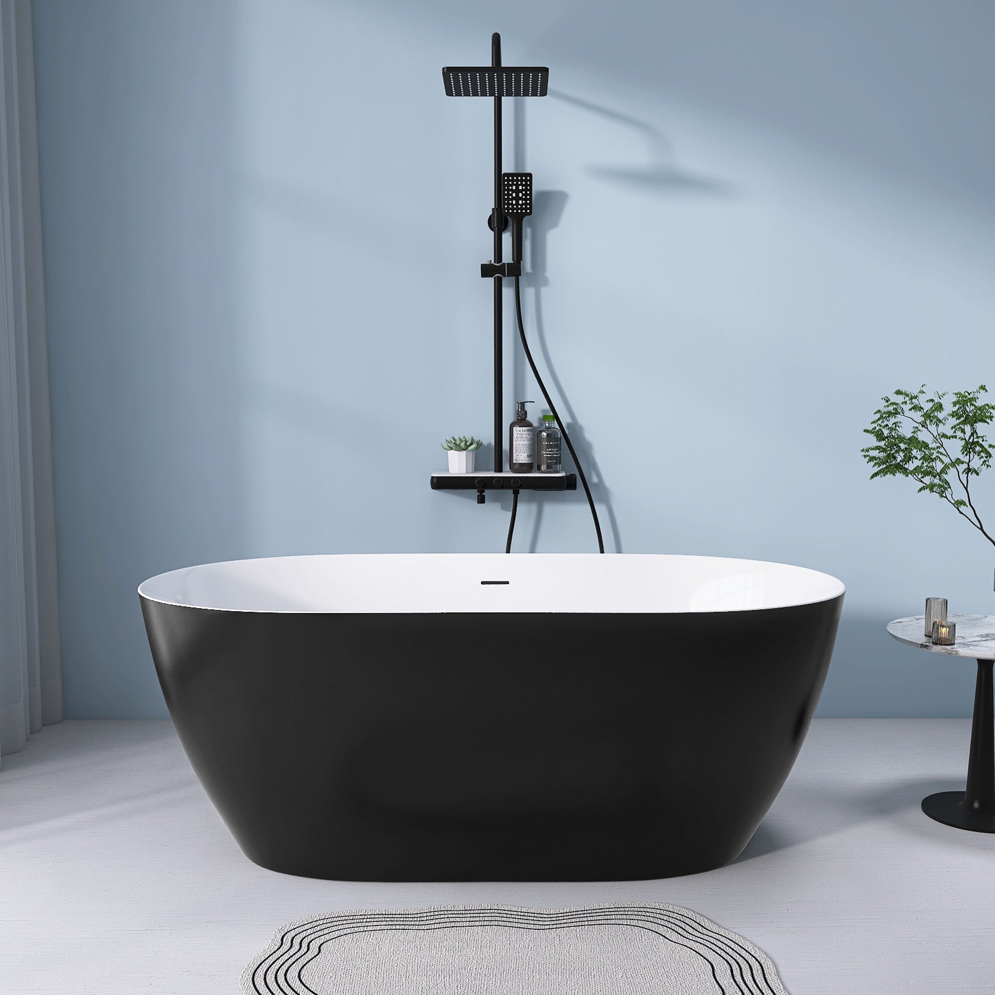51 Inch Acrylic FreeStanding Soaking Bathtub with Drain and Adjustable Support Legs