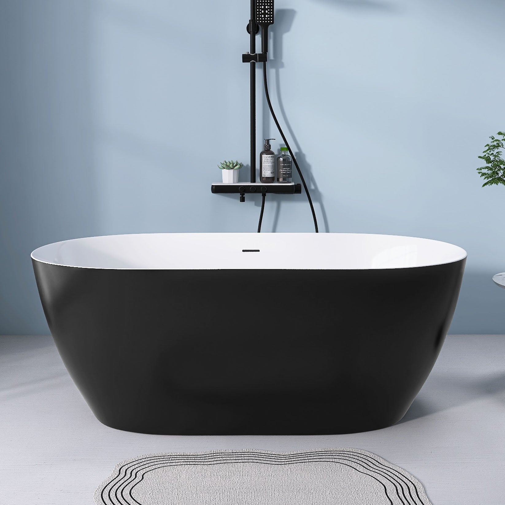 51 Inch Acrylic FreeStanding Soaking Bathtub with Drain and Adjustable Support Legs