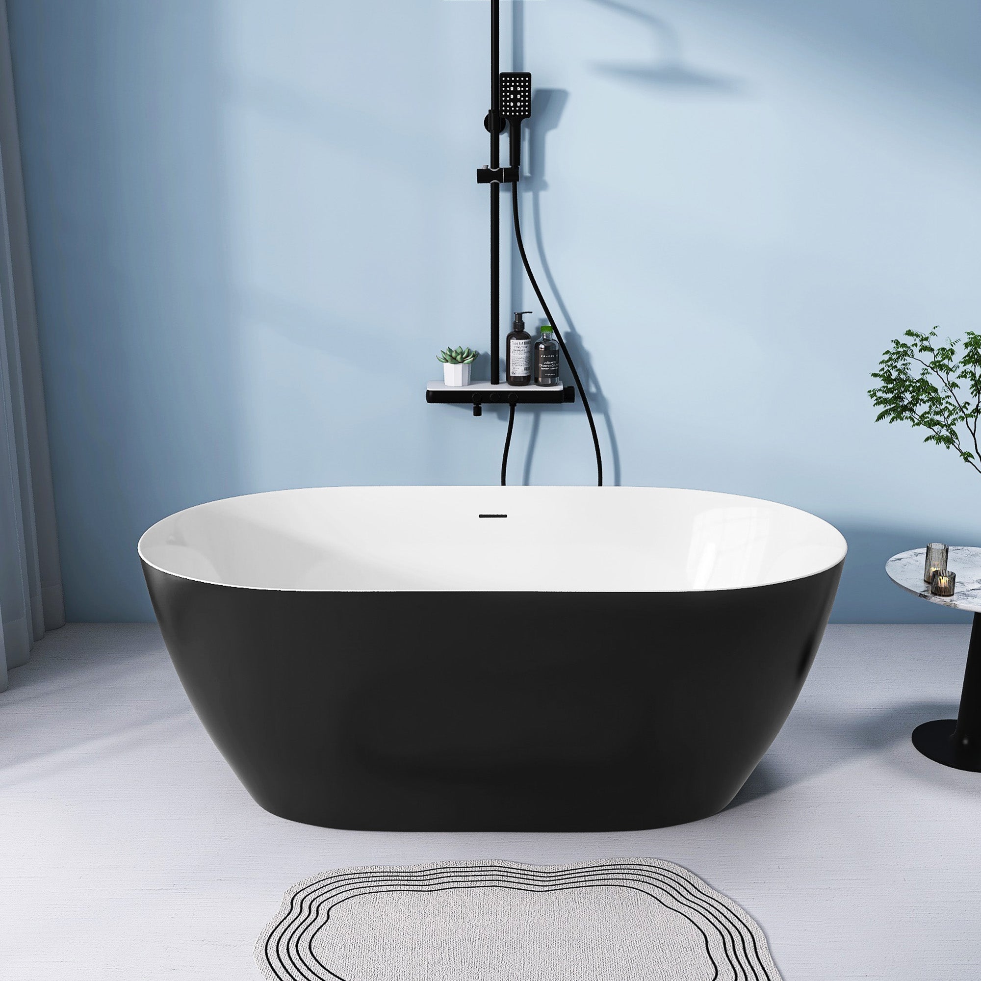 51 Inch Acrylic FreeStanding Soaking Bathtub with Drain and Adjustable Support Legs