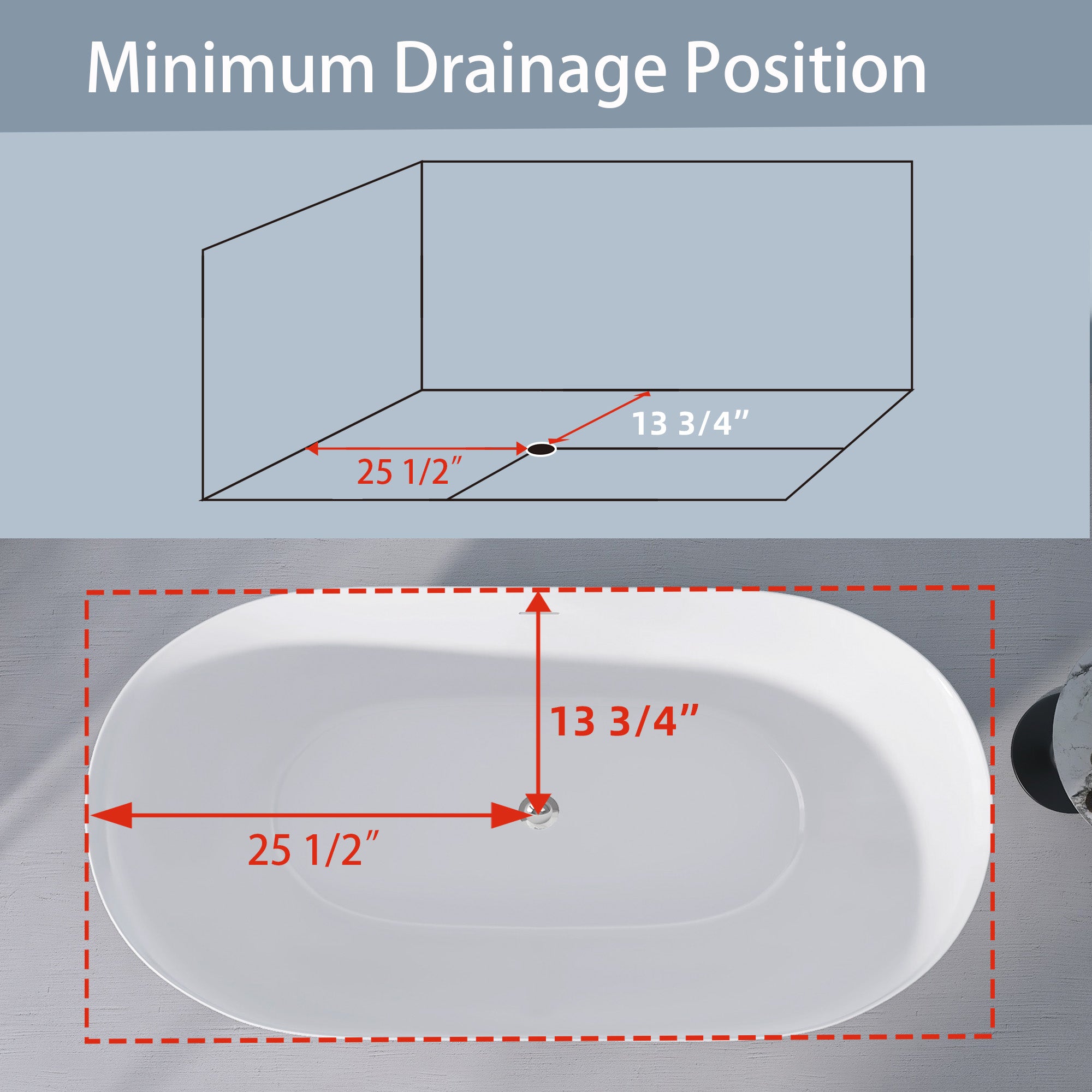 51 Inch Acrylic FreeStanding Soaking Bathtub with Drain and Adjustable Support Legs