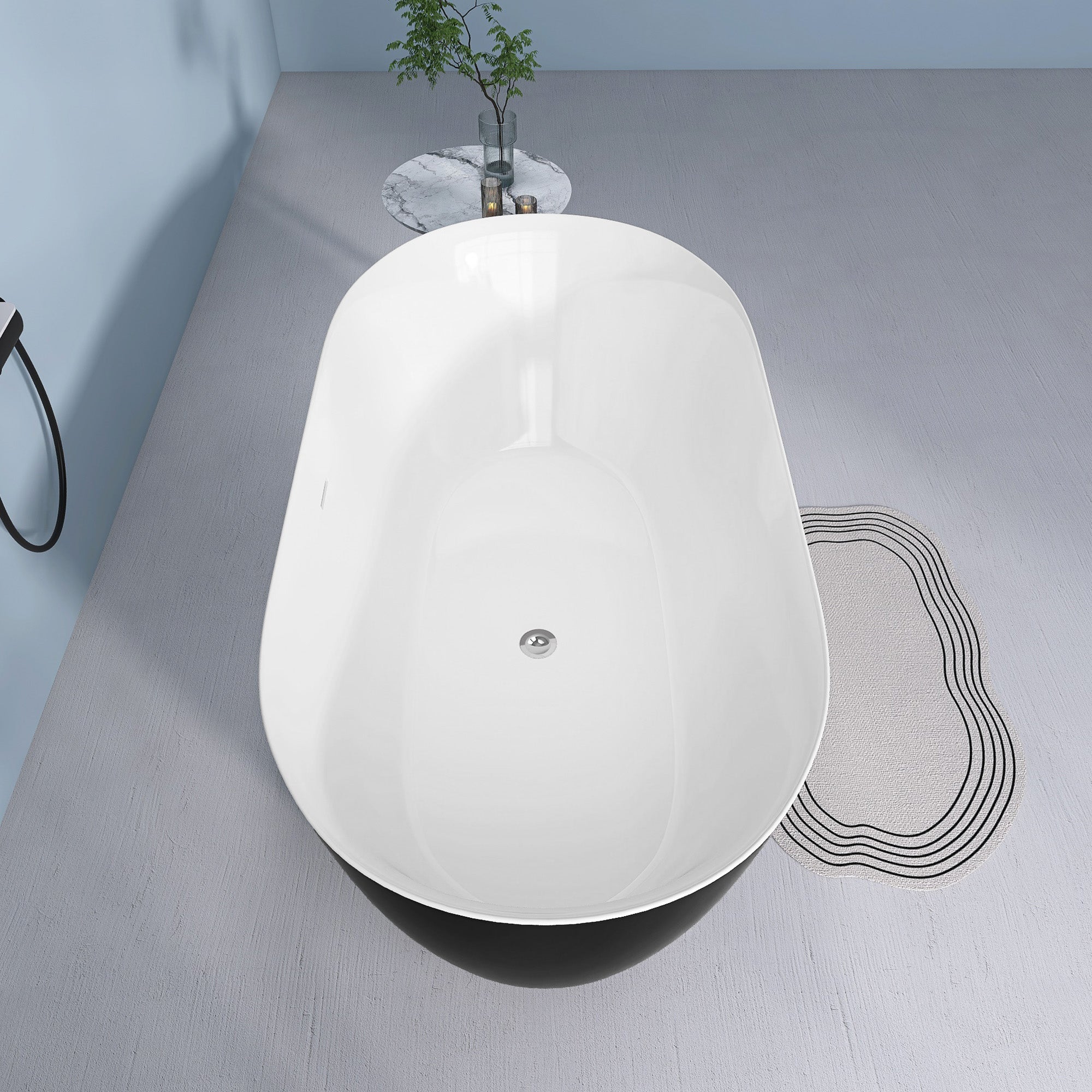 51 Inch Acrylic FreeStanding Soaking Bathtub with Drain and Adjustable Support Legs