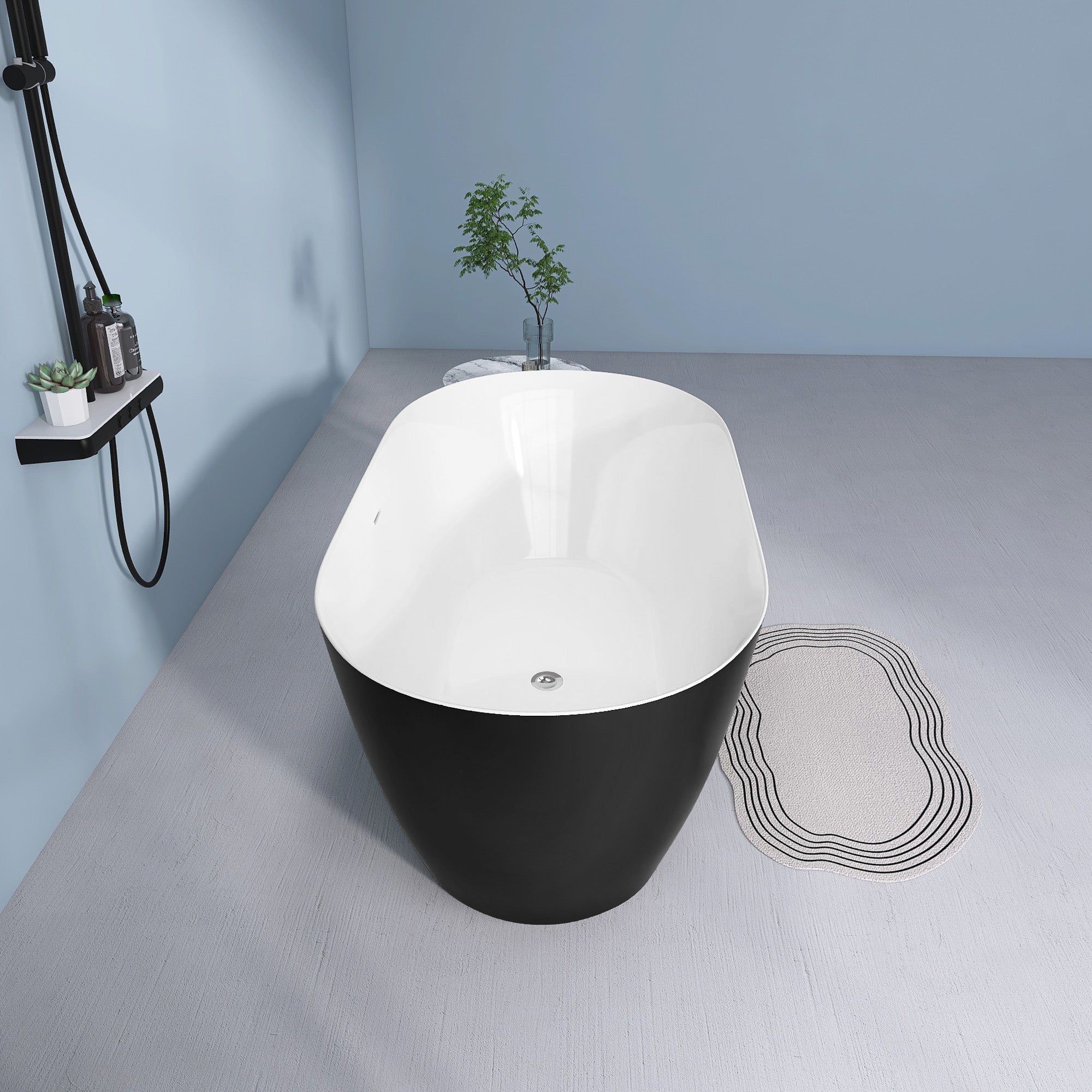 51 Inch Acrylic FreeStanding Soaking Bathtub with Drain and Adjustable Support Legs