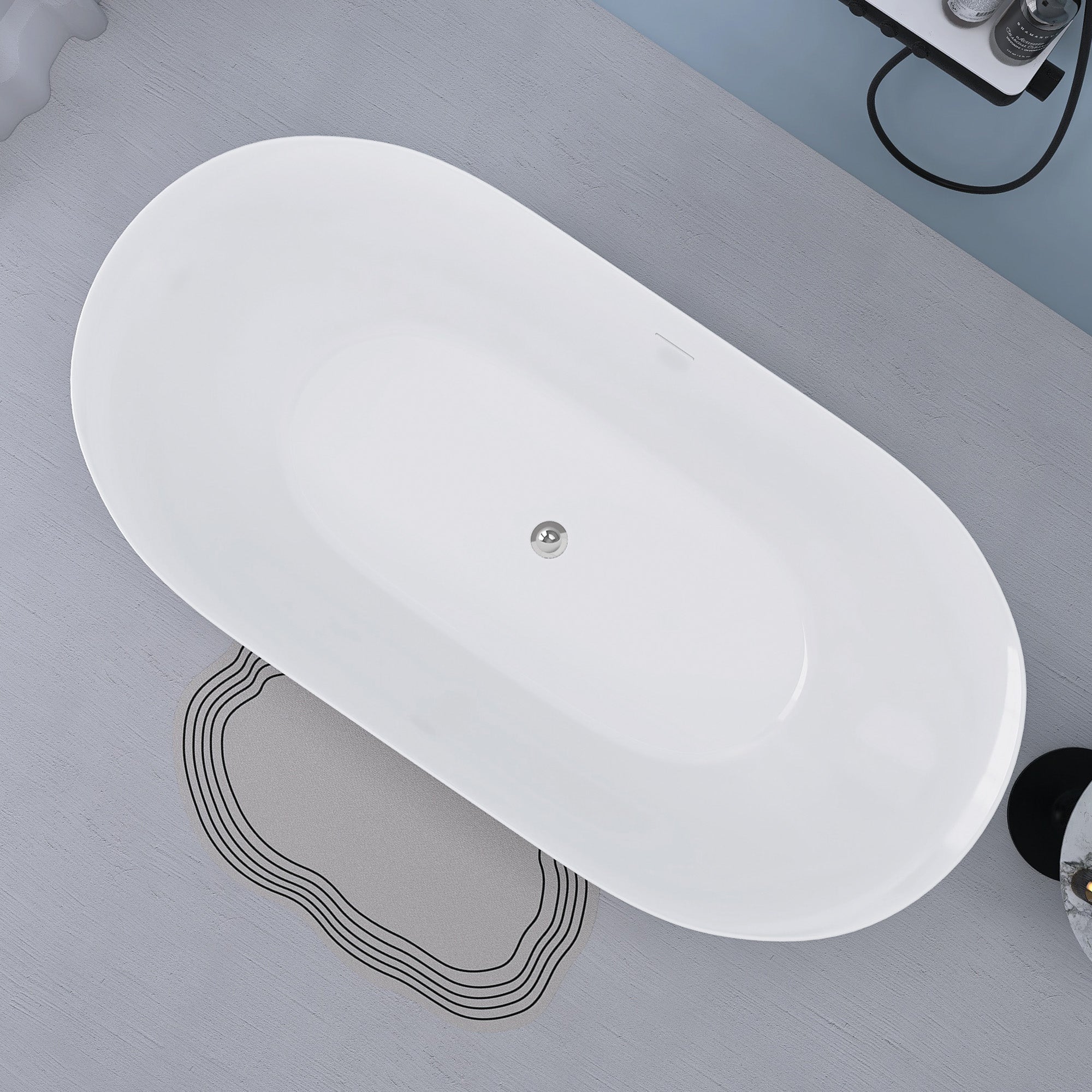 51 Inch Acrylic FreeStanding Soaking Bathtub with Drain and Adjustable Support Legs
