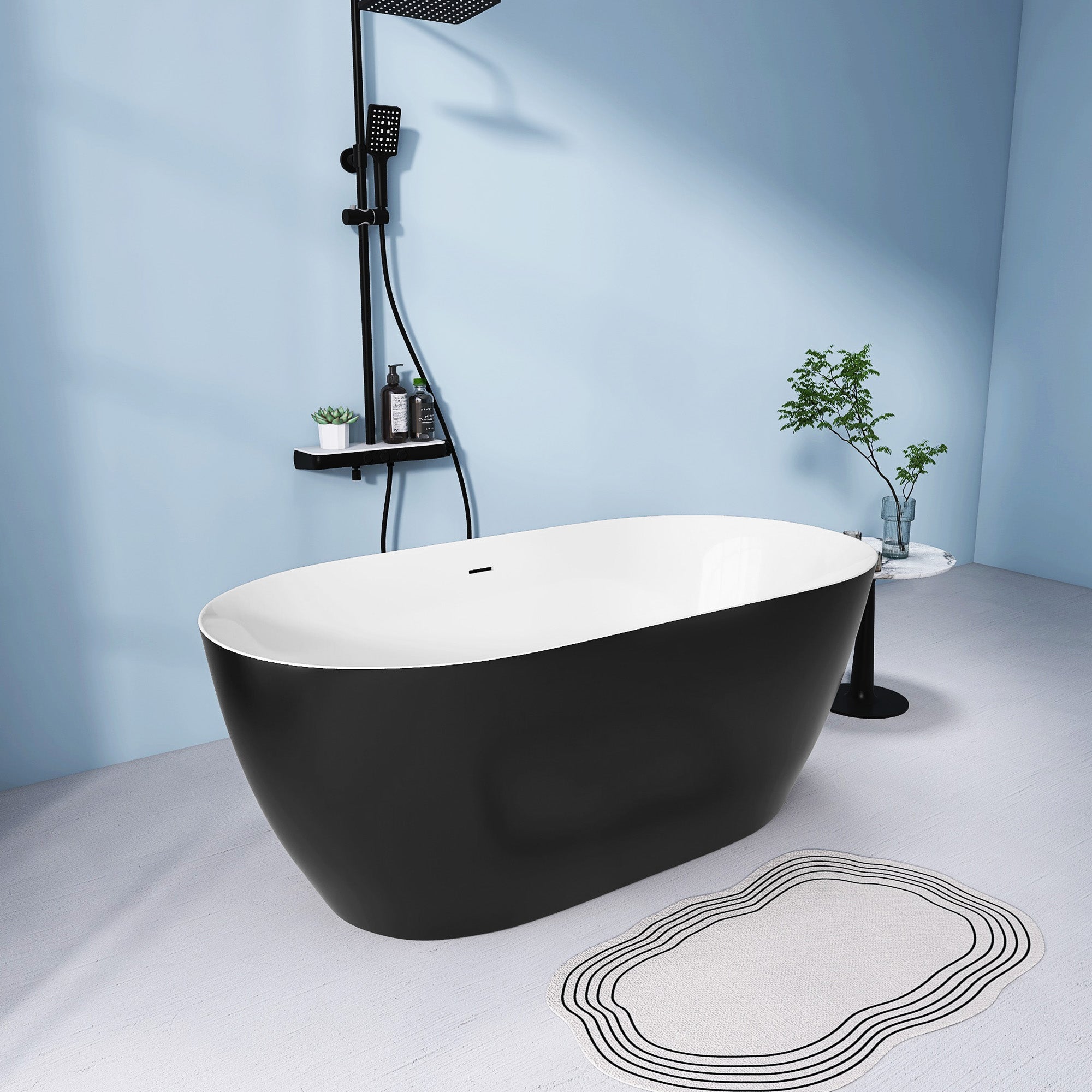 51 Inch Acrylic FreeStanding Soaking Bathtub with Drain and Adjustable Support Legs
