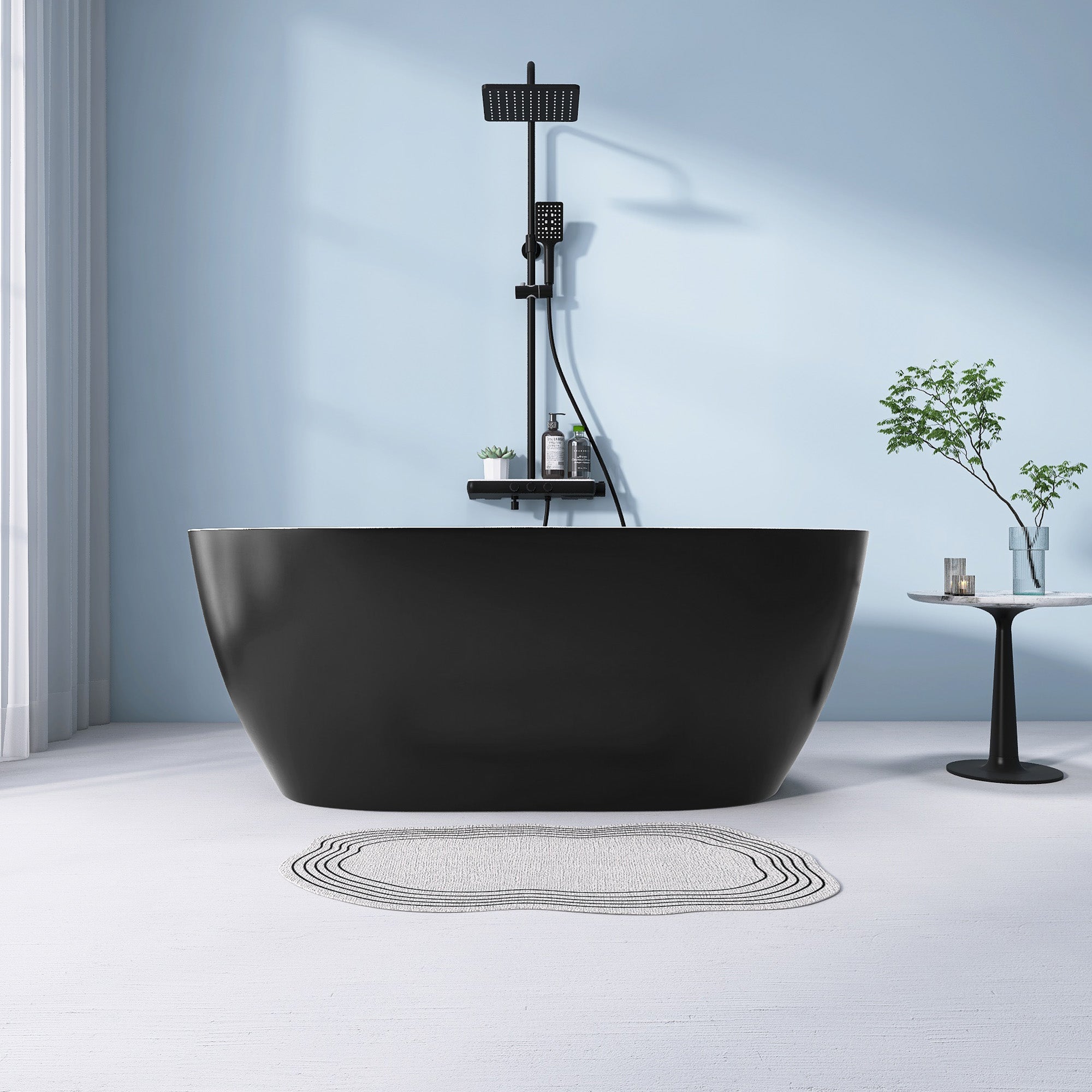 51 Inch Acrylic FreeStanding Soaking Bathtub with Drain and Adjustable Support Legs