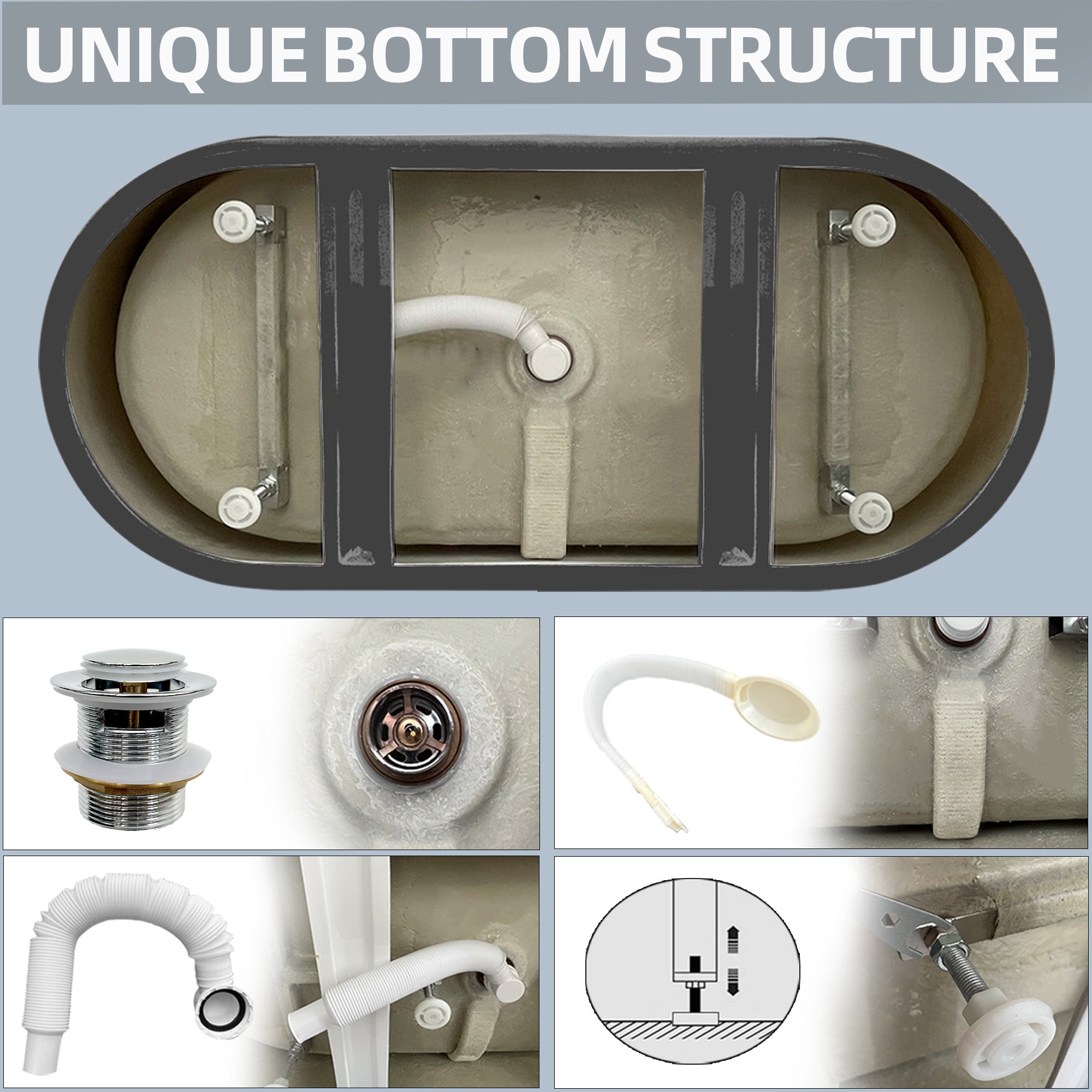 51 Inch Acrylic FreeStanding Soaking Bathtub with Drain and Adjustable Support Legs