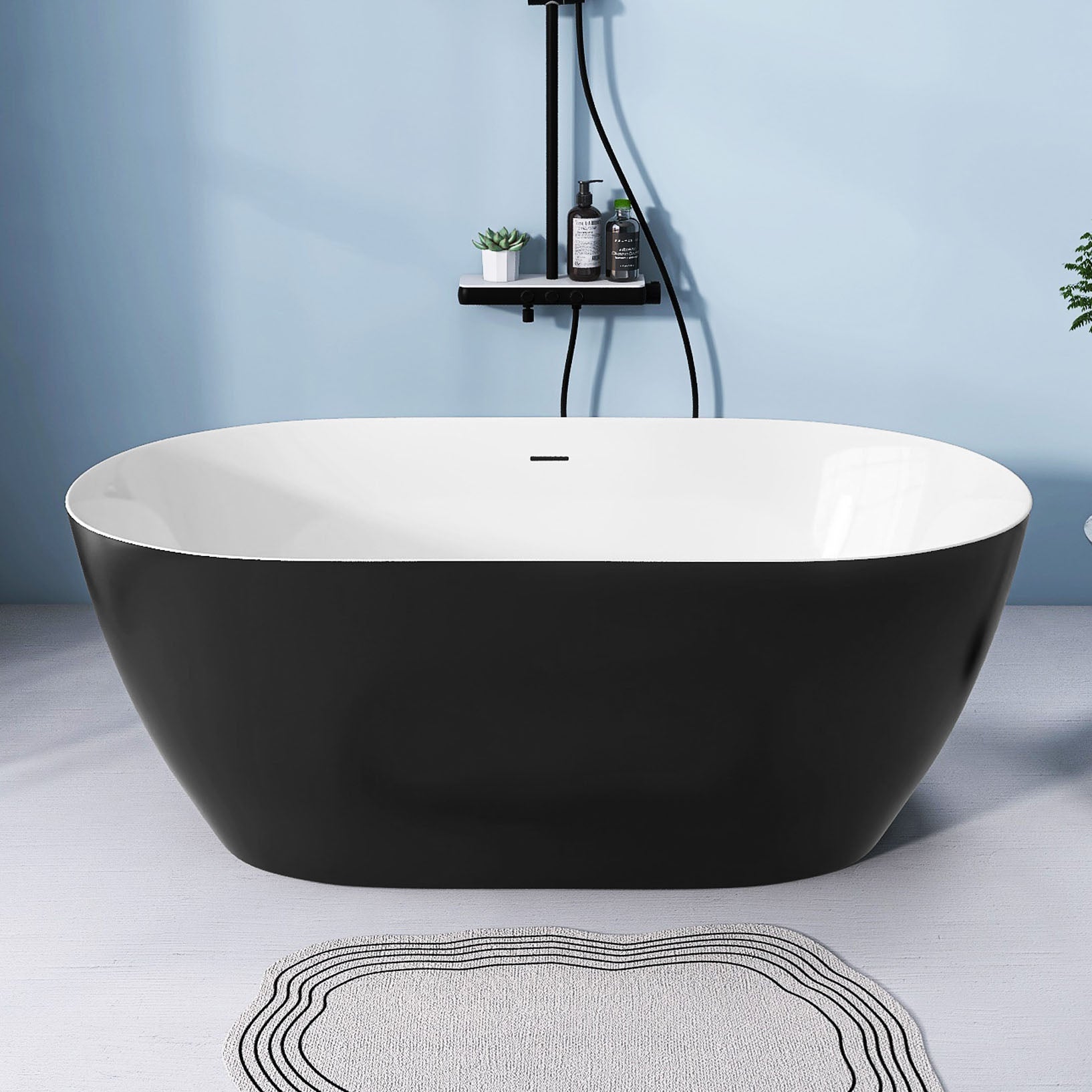 51 Inch Acrylic FreeStanding Soaking Bathtub with Drain and Adjustable Support Legs