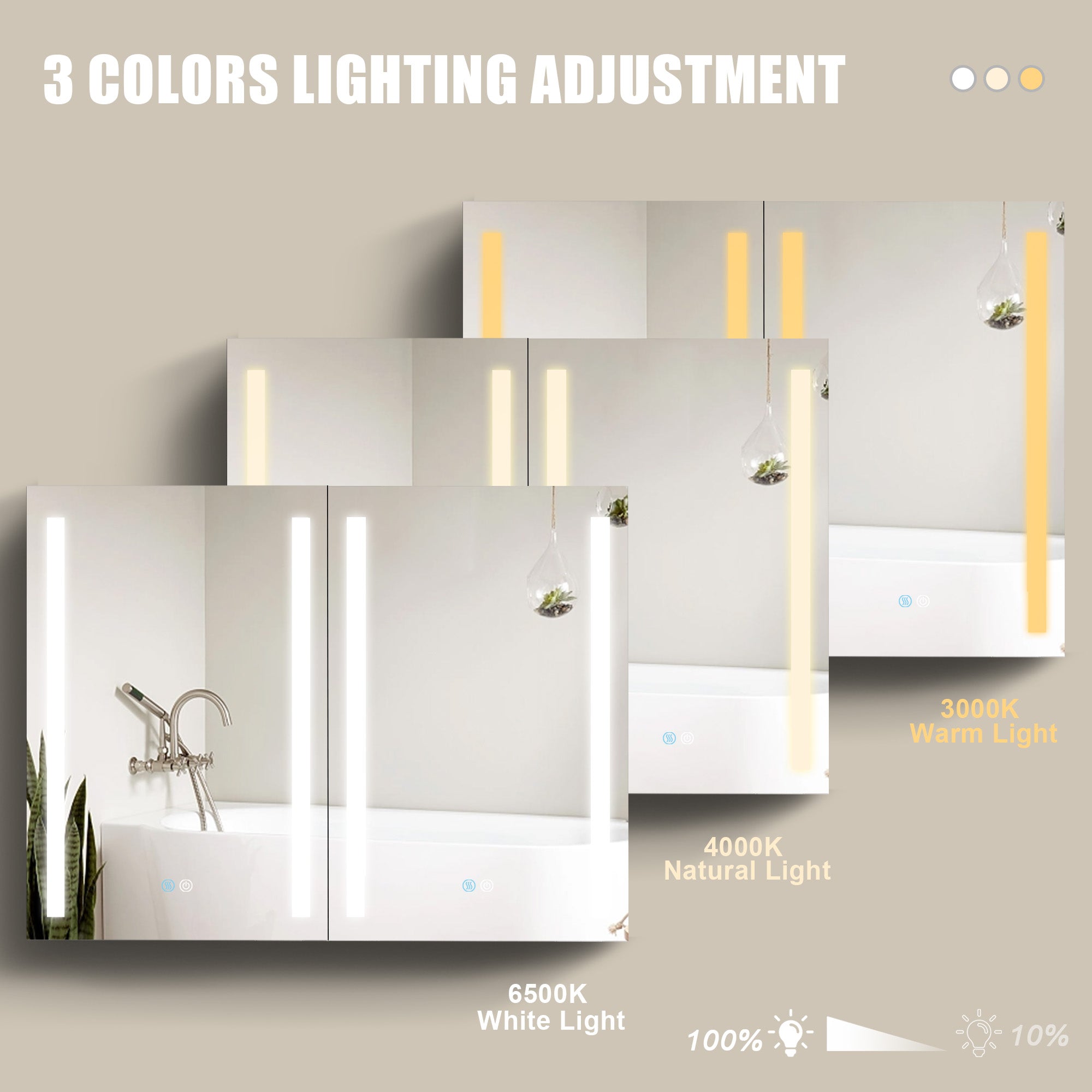 40 in. W x 30 in. H Aluminum Surface Mount Medicine Cabinet with Two Doors and Mirror and Glass Shelf