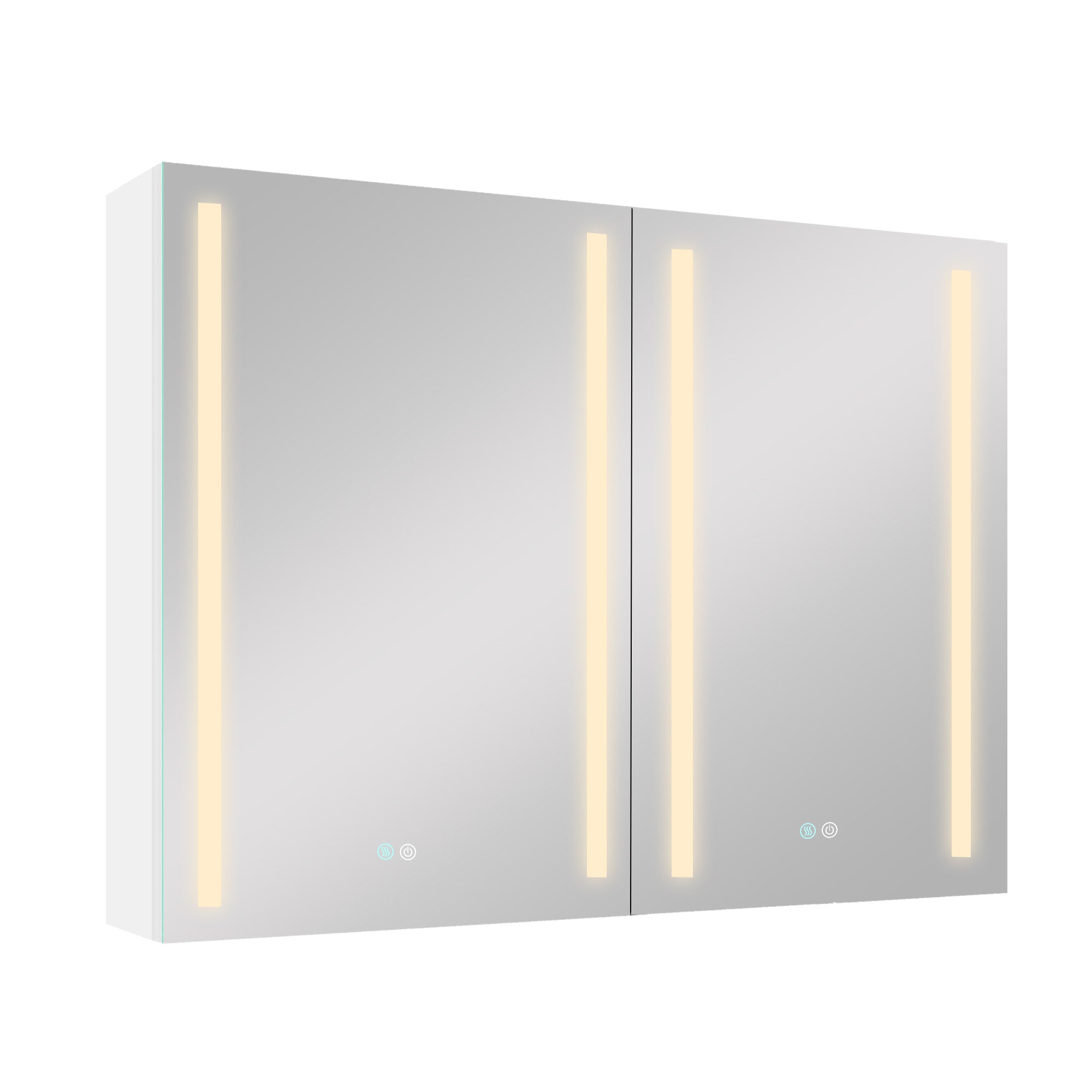 40 in. W x 30 in. H Aluminum Surface Mount Medicine Cabinet with Two Doors and Mirror and Glass Shelf