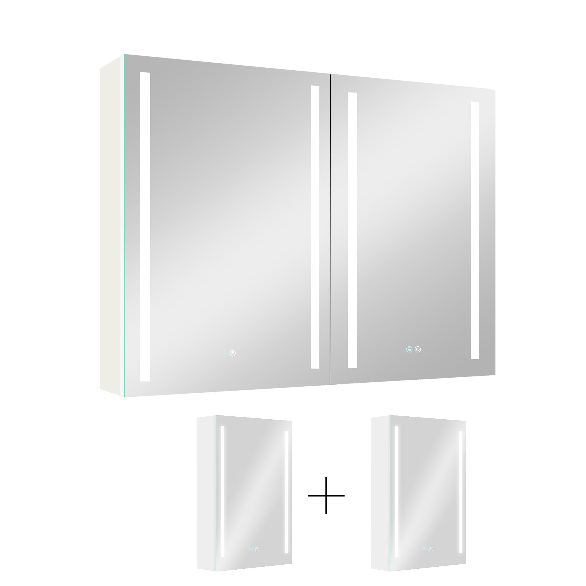 40 in. W x 30 in. H Aluminum Surface Mount Medicine Cabinet with Two Doors and Mirror and Glass Shelf