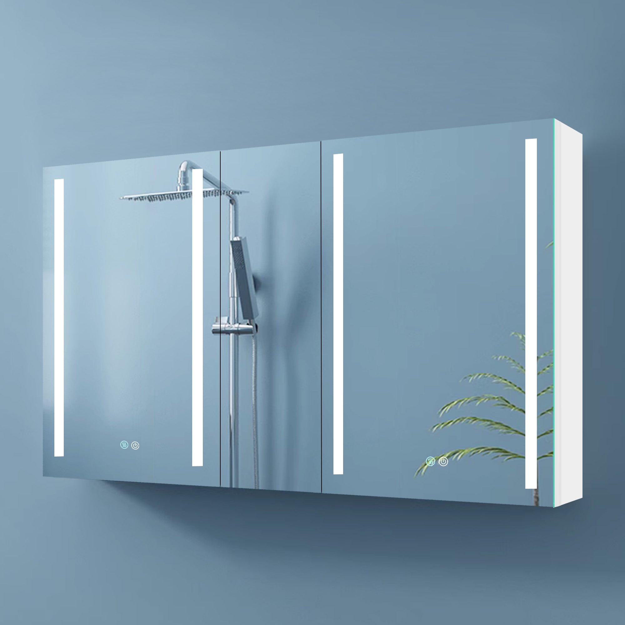 40 in. W x 30 in. H Aluminum Surface Mount Medicine Cabinet with Two Doors and Mirror and Glass Shelf