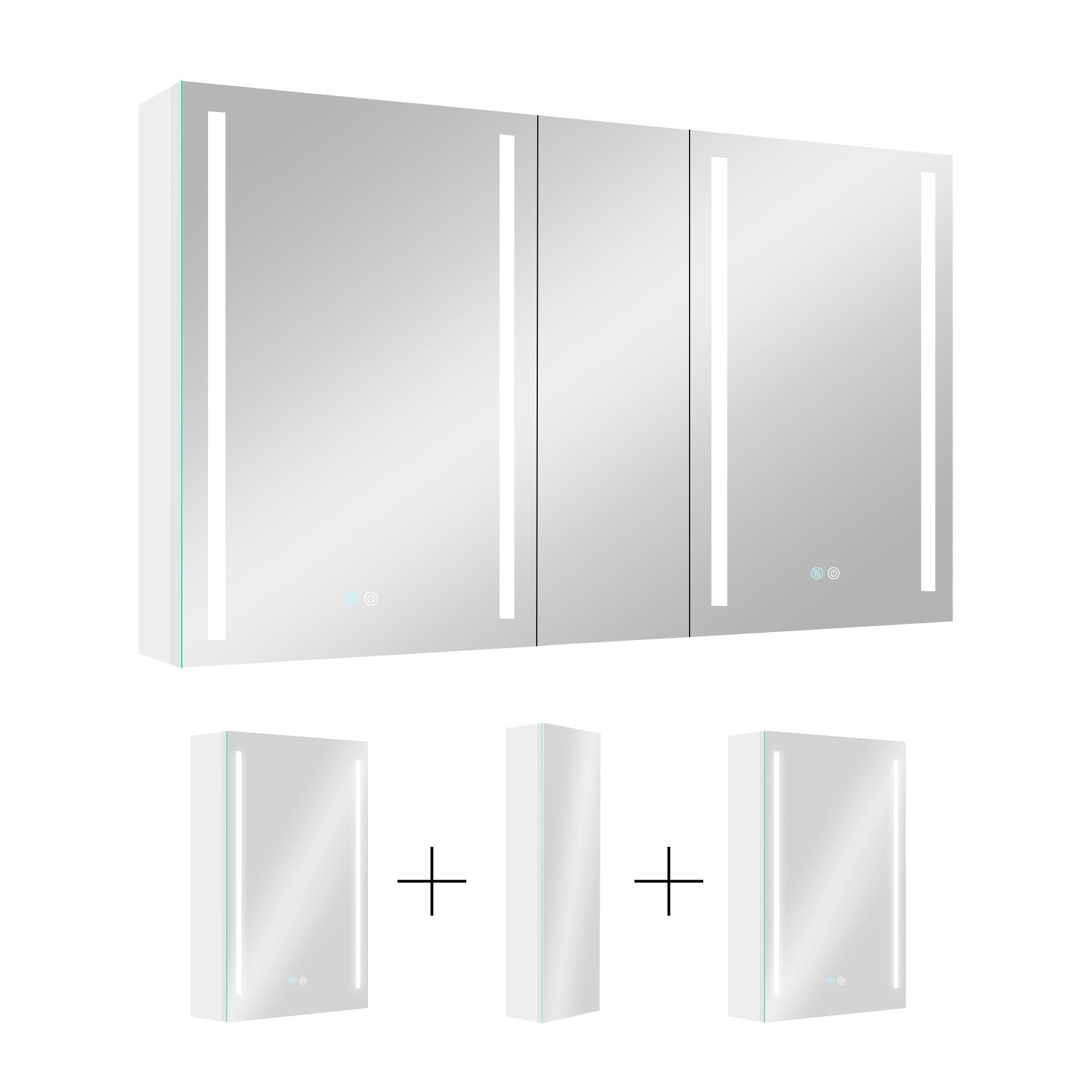 40 in. W x 30 in. H Aluminum Surface Mount Medicine Cabinet with Two Doors and Mirror and Glass Shelf
