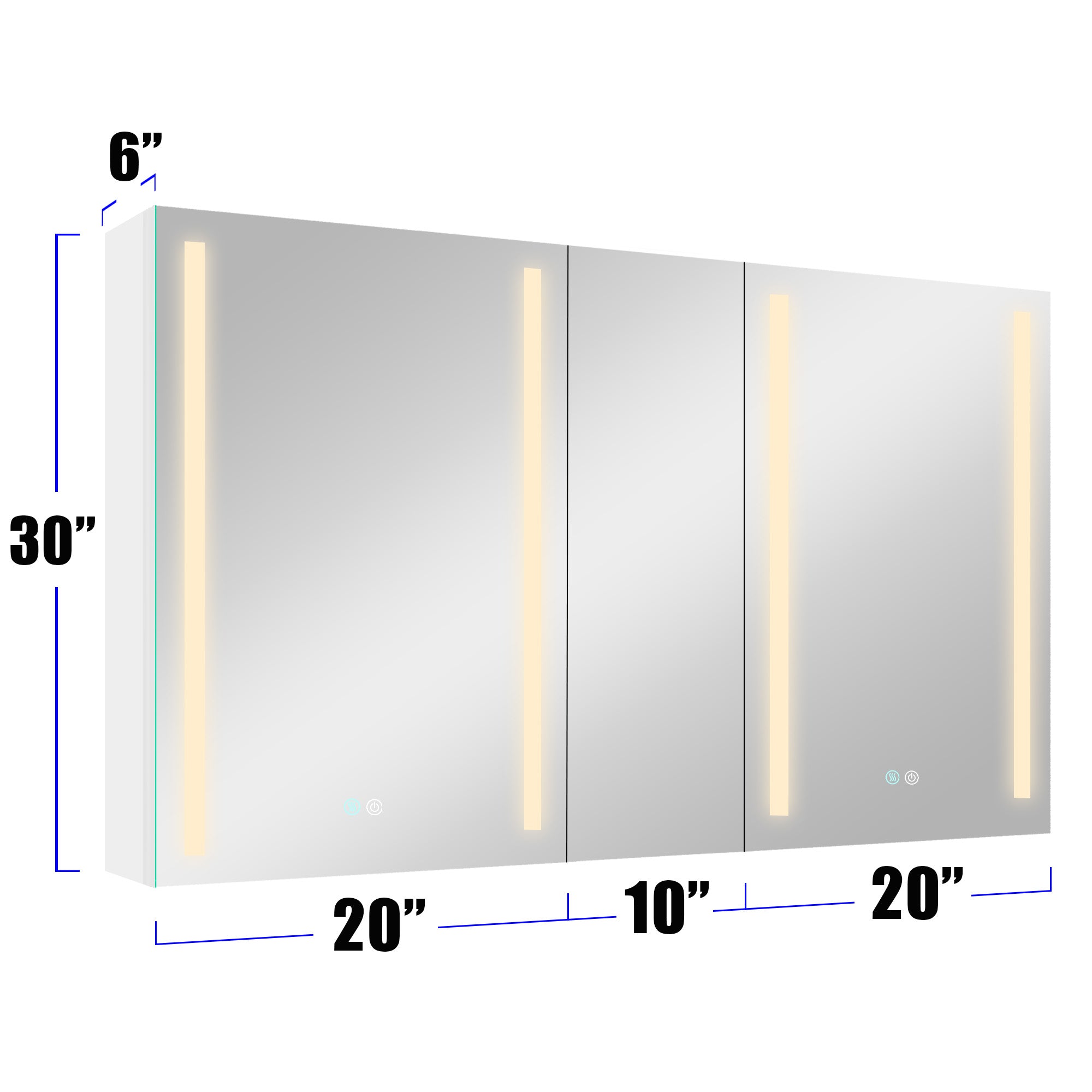 40 in. W x 30 in. H Aluminum Surface Mount Medicine Cabinet with Two Doors and Mirror and Glass Shelf