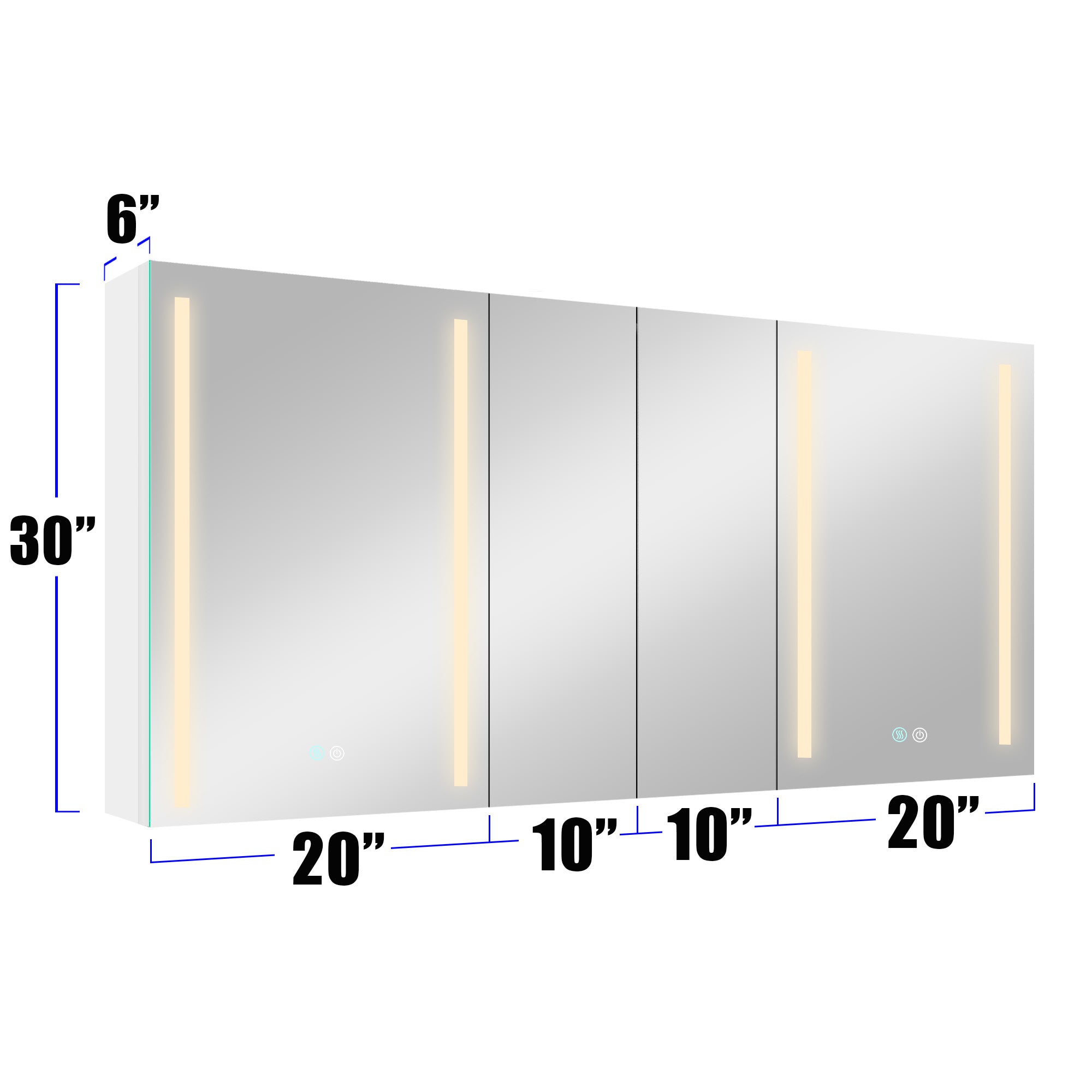 40 in. W x 30 in. H Aluminum Surface Mount Medicine Cabinet with Two Doors and Mirror and Glass Shelf