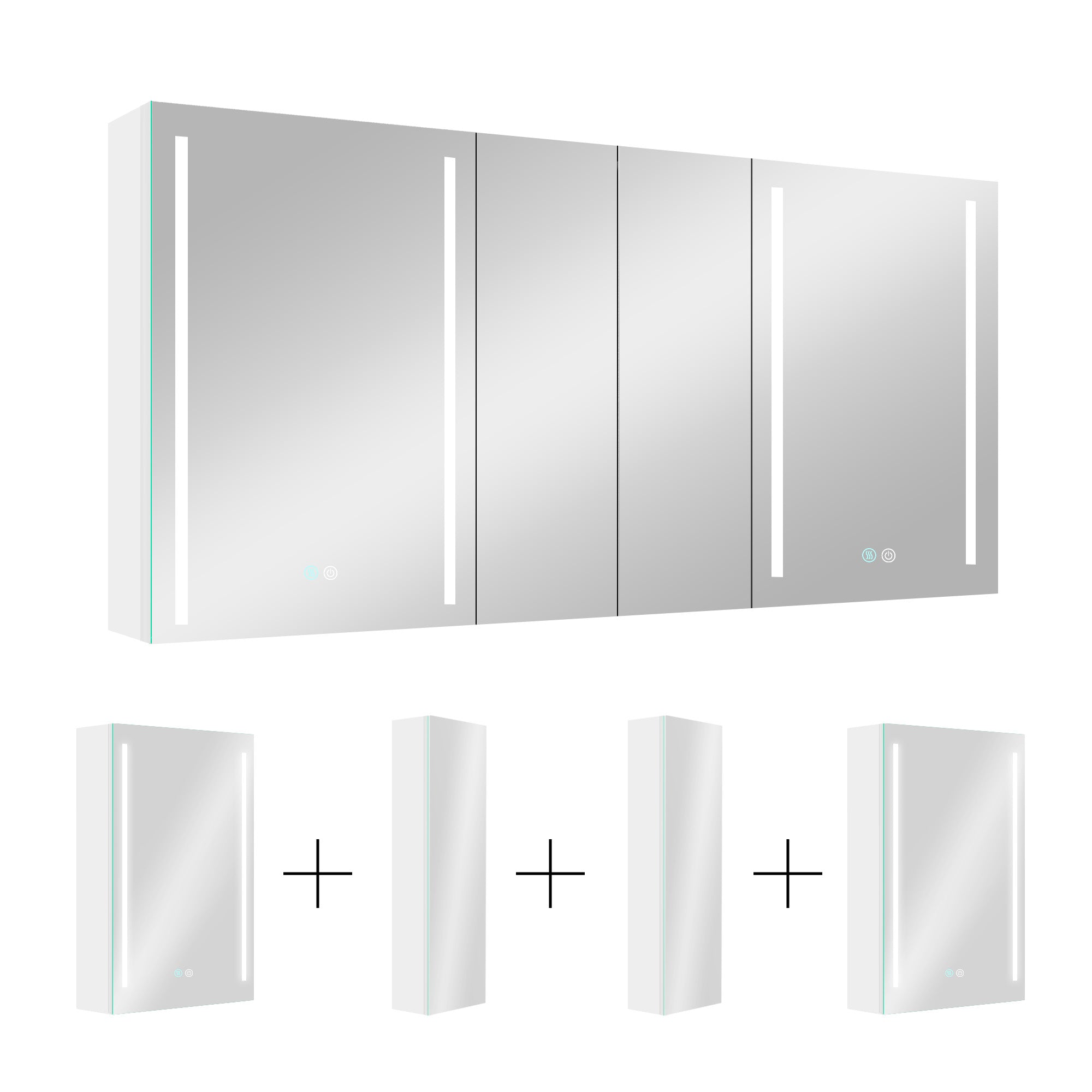 40 in. W x 30 in. H Aluminum Surface Mount Medicine Cabinet with Two Doors and Mirror and Glass Shelf