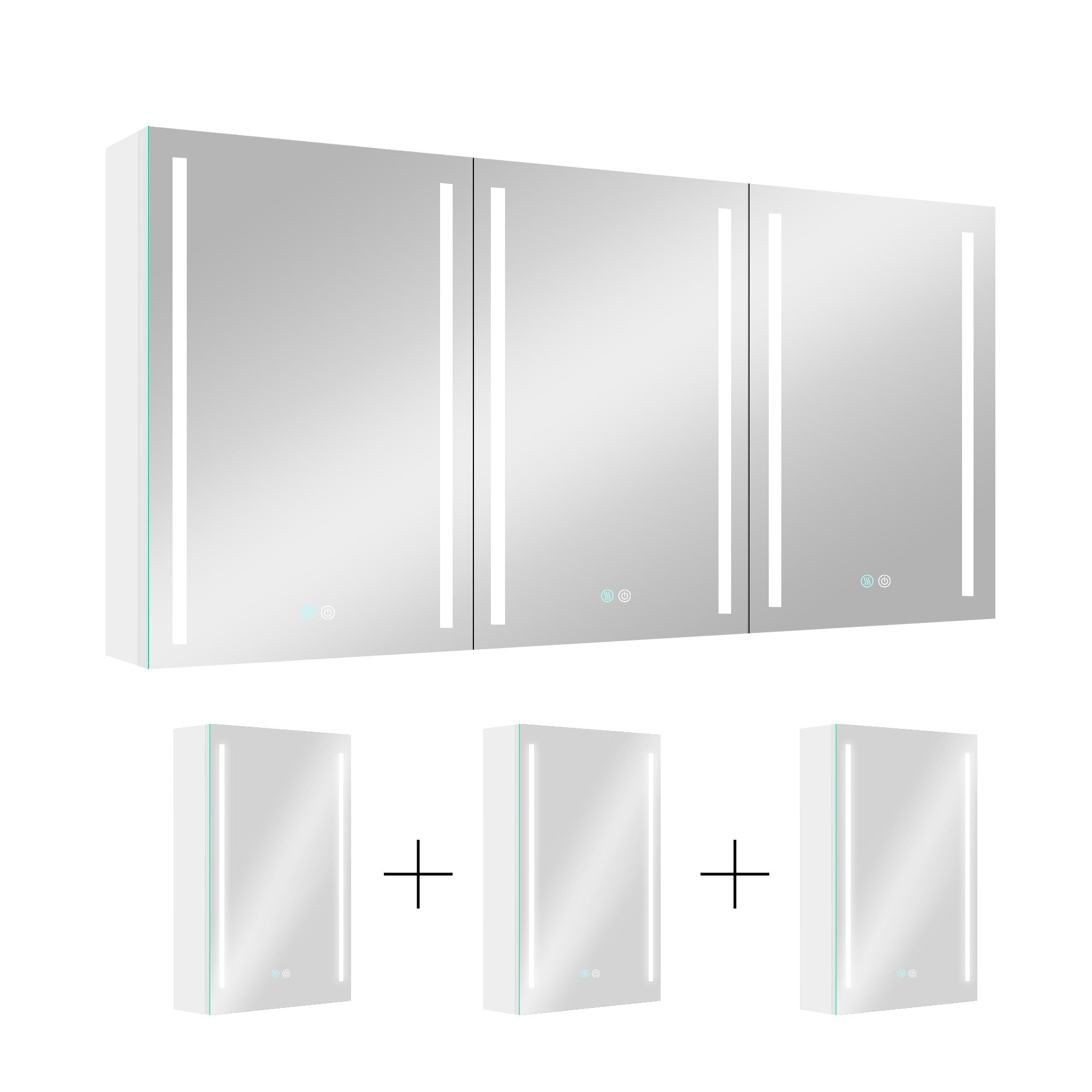 40 in. W x 30 in. H Aluminum Surface Mount Medicine Cabinet with Two Doors and Mirror and Glass Shelf