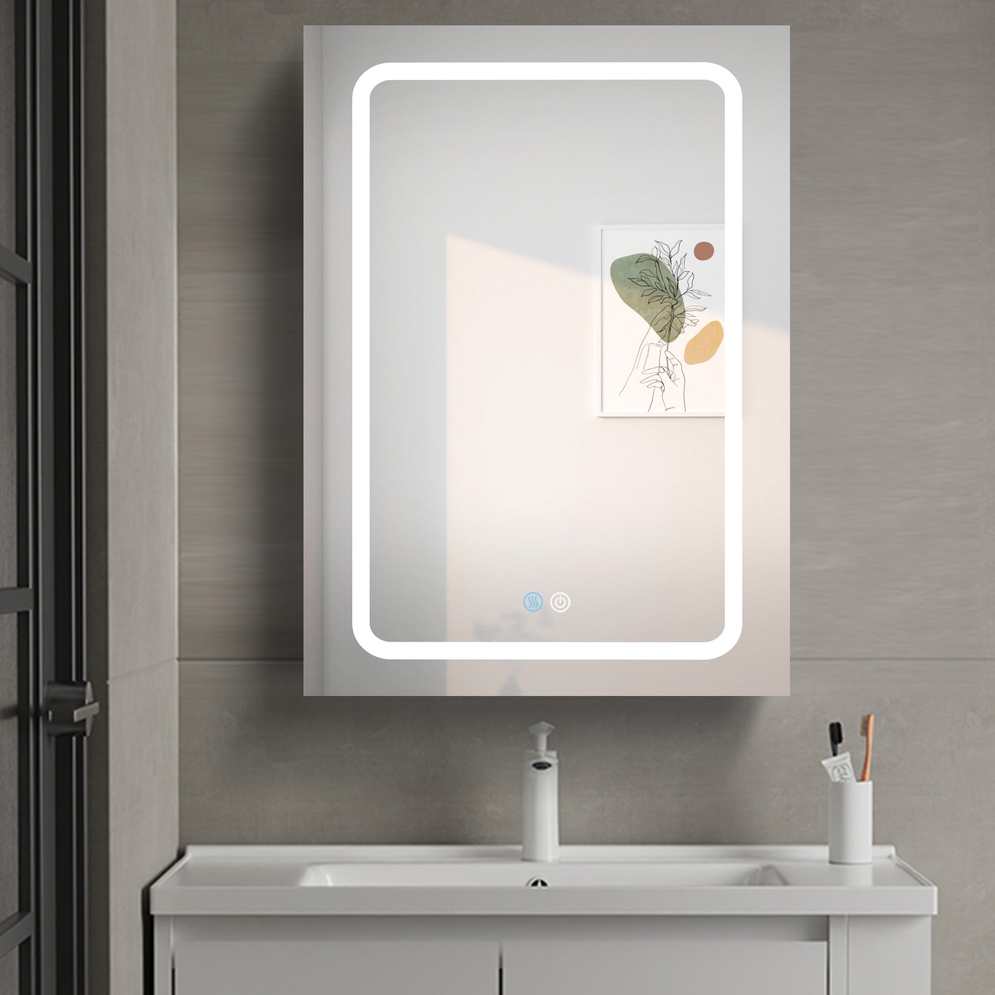 20 in.W x 30 in. H Aluminum Surface Mounted Medicine Cabinet with Doors and Mirrors