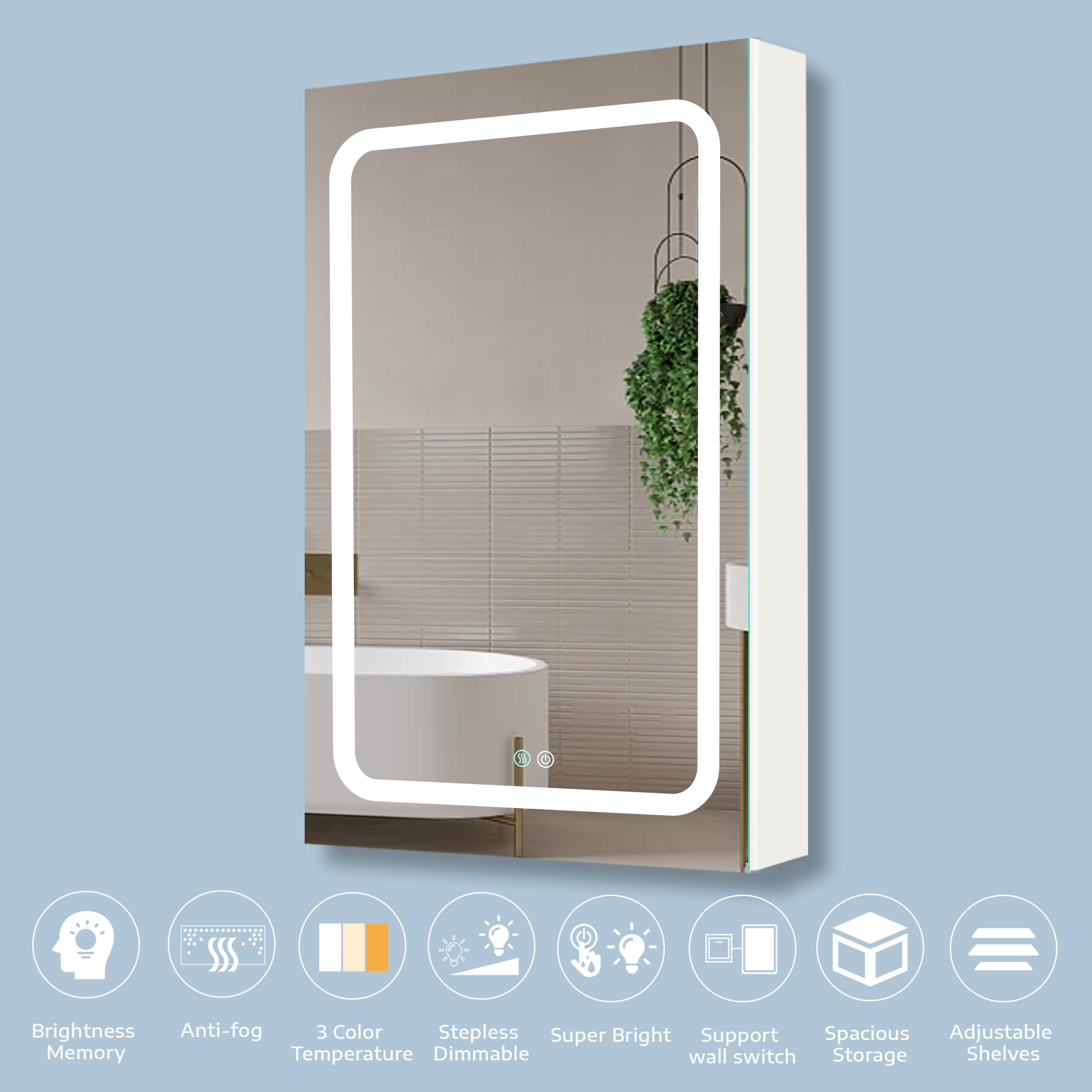 20 in.W x 30 in. H Aluminum Surface Mounted Medicine Cabinet with Doors and Mirrors
