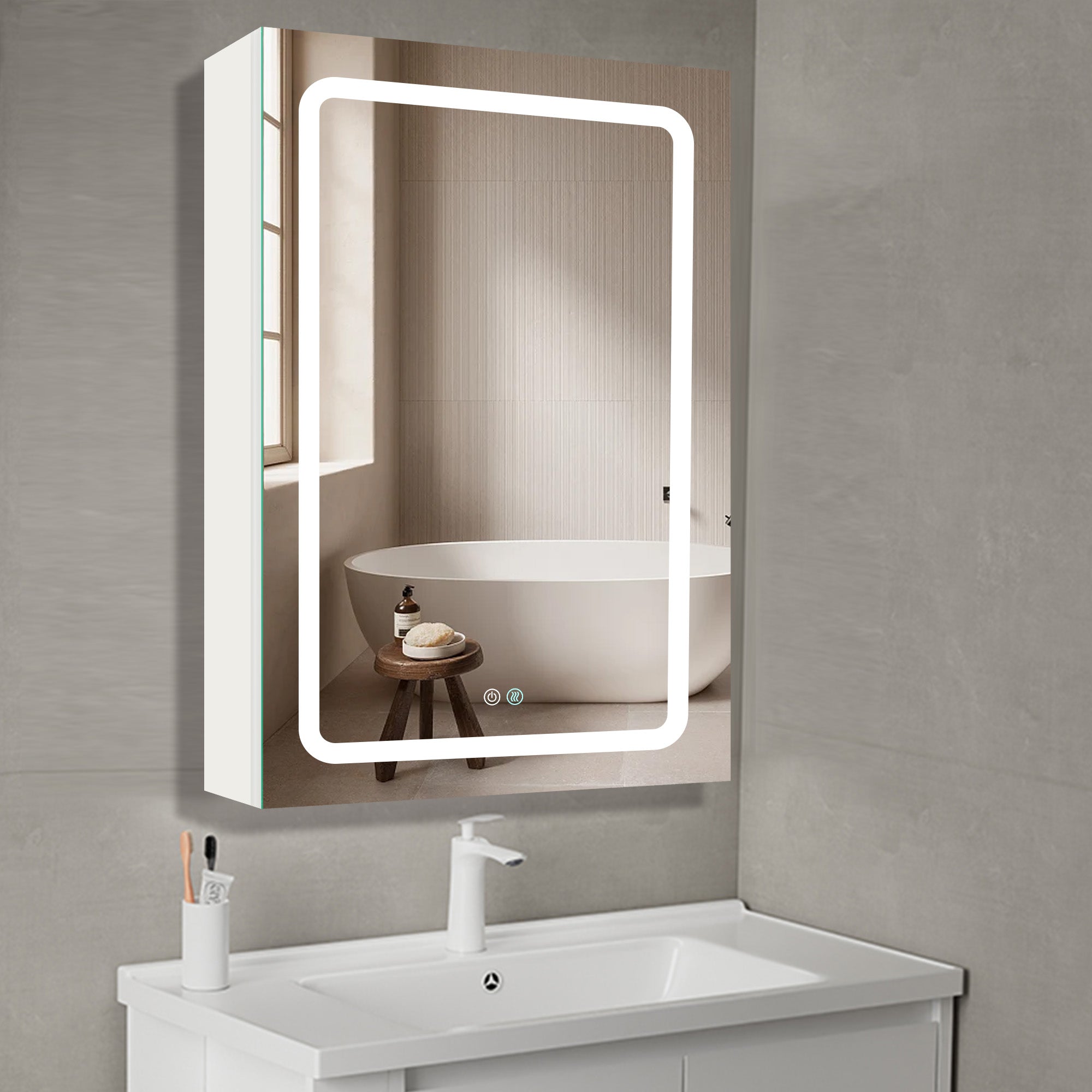 20 in.W x 30 in. H Aluminum Surface Mounted Medicine Cabinet with Doors and Mirrors