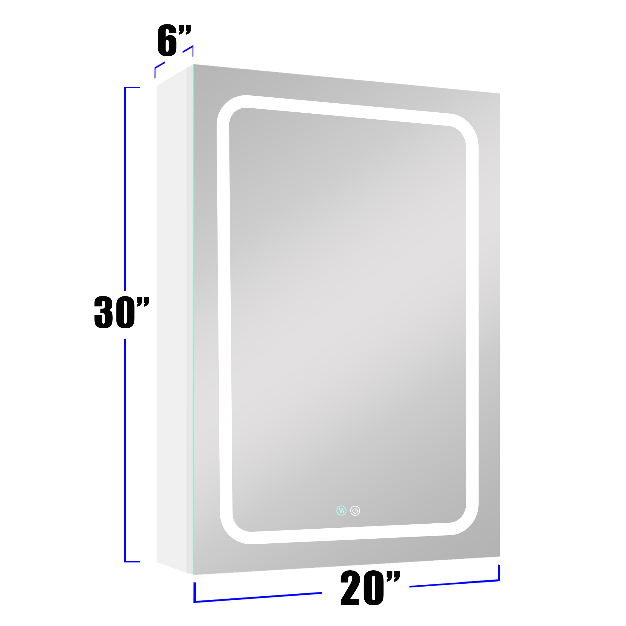 20 in.W x 30 in. H Aluminum Surface Mounted Medicine Cabinet with Doors and Mirrors