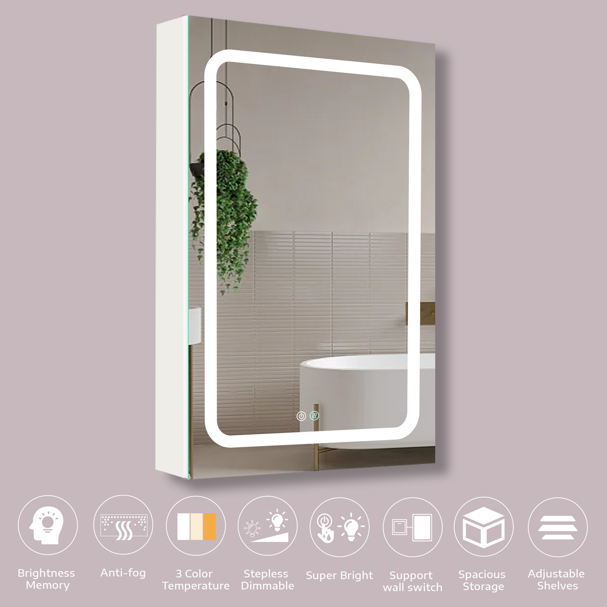 20 in.W x 30 in. H Aluminum Surface Mounted Medicine Cabinet with Doors and Mirrors