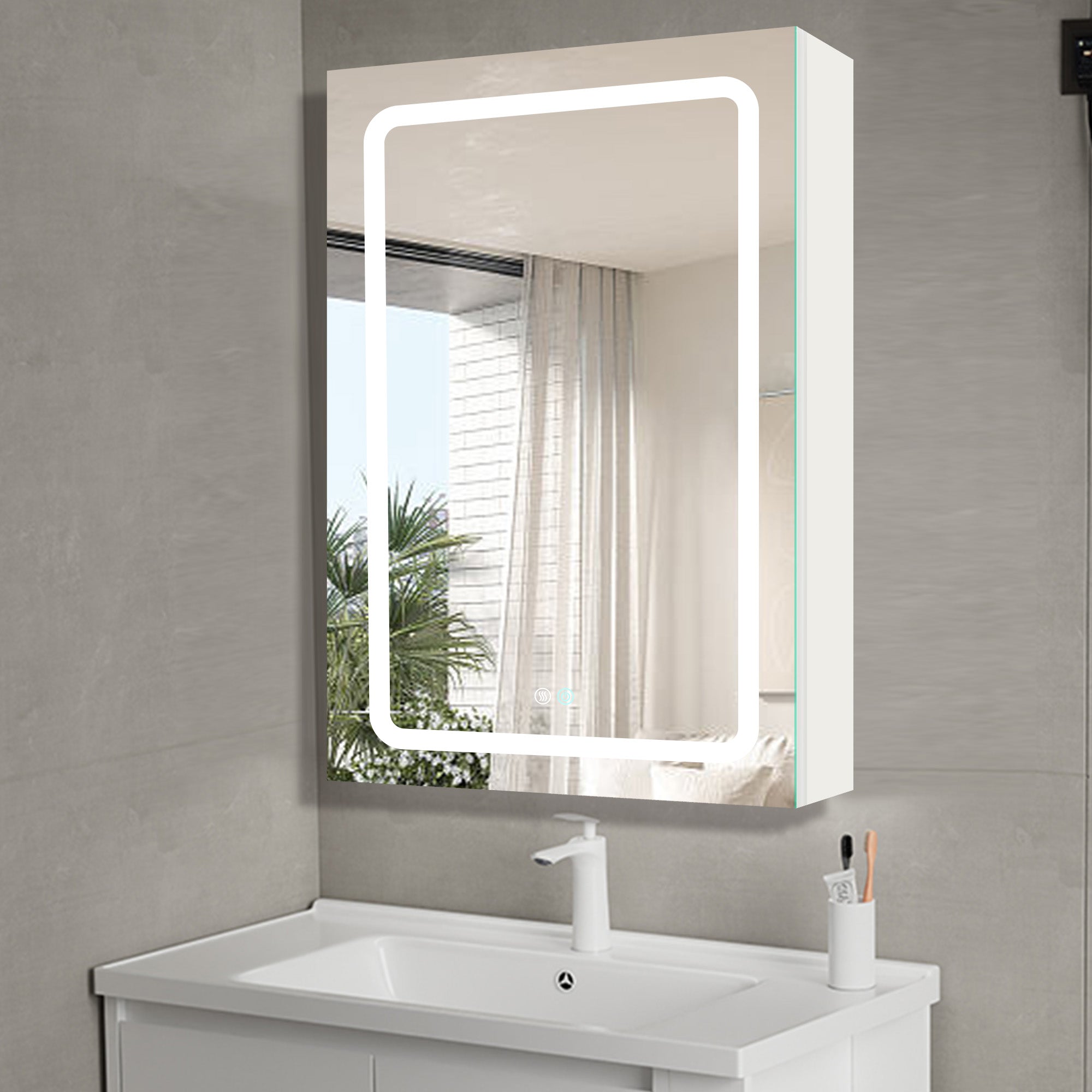 20 in.W x 30 in. H Aluminum Surface Mounted Medicine Cabinet with Doors and Mirrors
