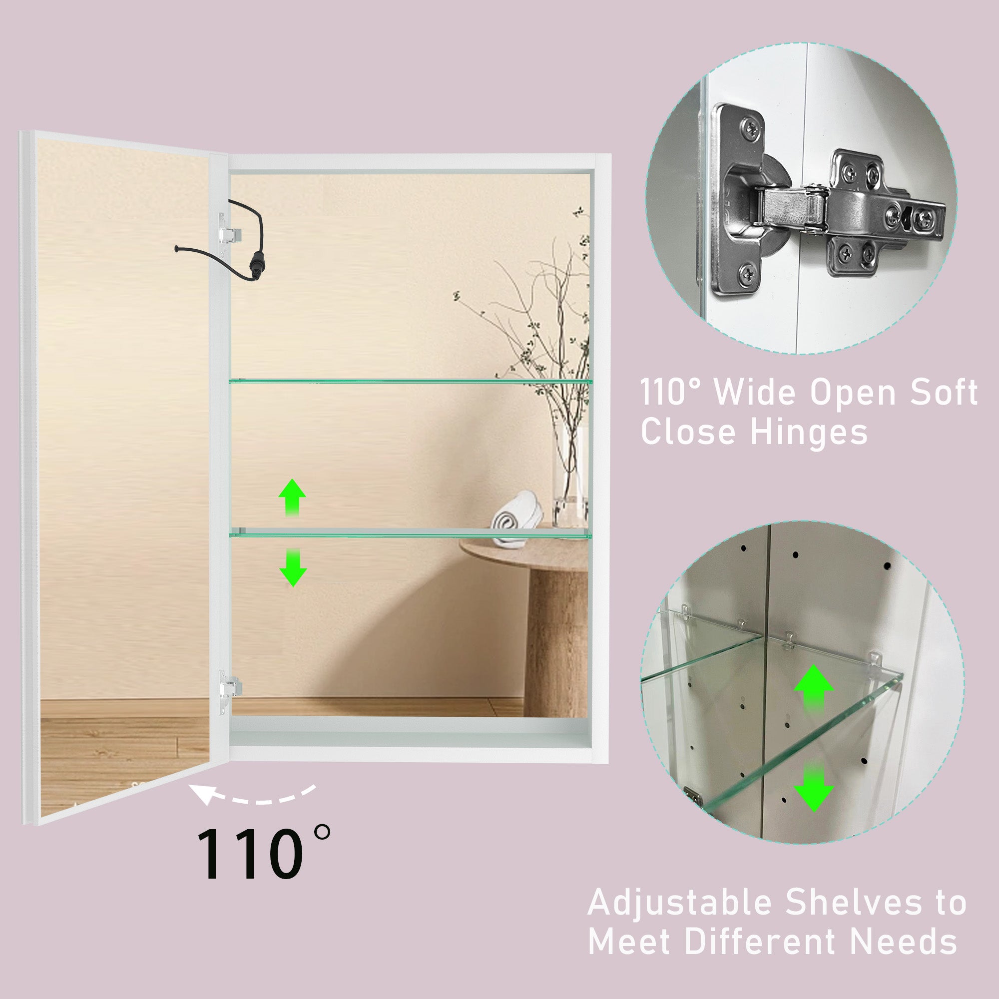 20 in.W x 30 in. H Aluminum Surface Mounted Medicine Cabinet with Doors and Mirrors
