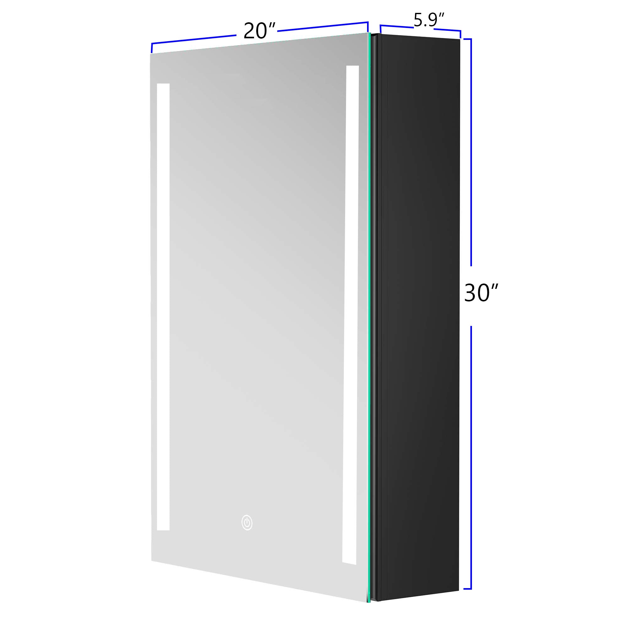 20 in.W x 30 in. H Aluminum Surface Mounted Medicine Cabinet with Doors and Mirrors