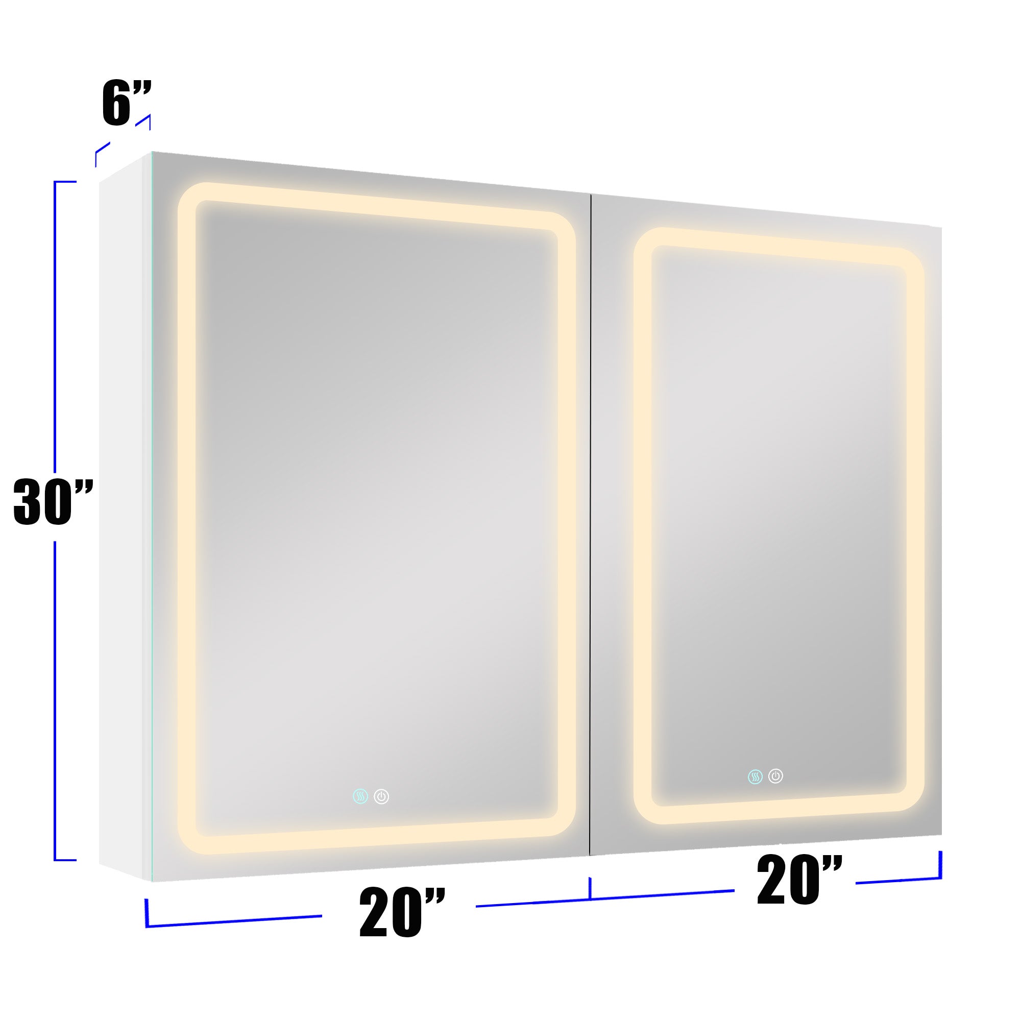 20 in.W x 30 in. H Aluminum Surface Mounted Medicine Cabinet with Doors and Mirrors