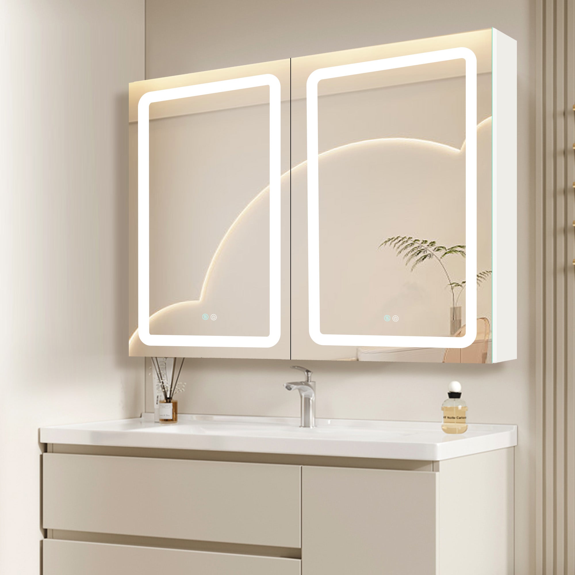 20 in.W x 30 in. H Aluminum Surface Mounted Medicine Cabinet with Doors and Mirrors