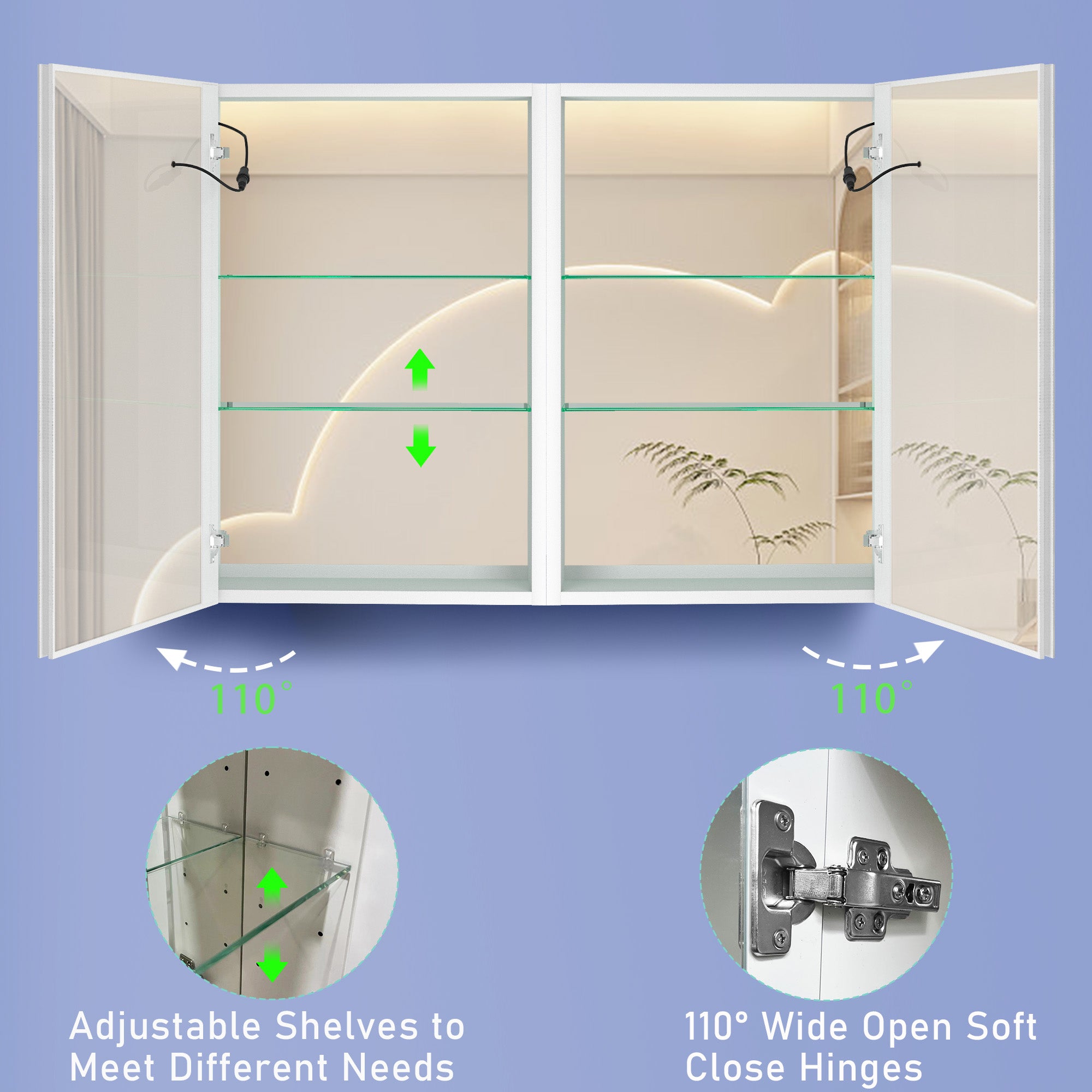 20 in.W x 30 in. H Aluminum Surface Mounted Medicine Cabinet with Doors and Mirrors