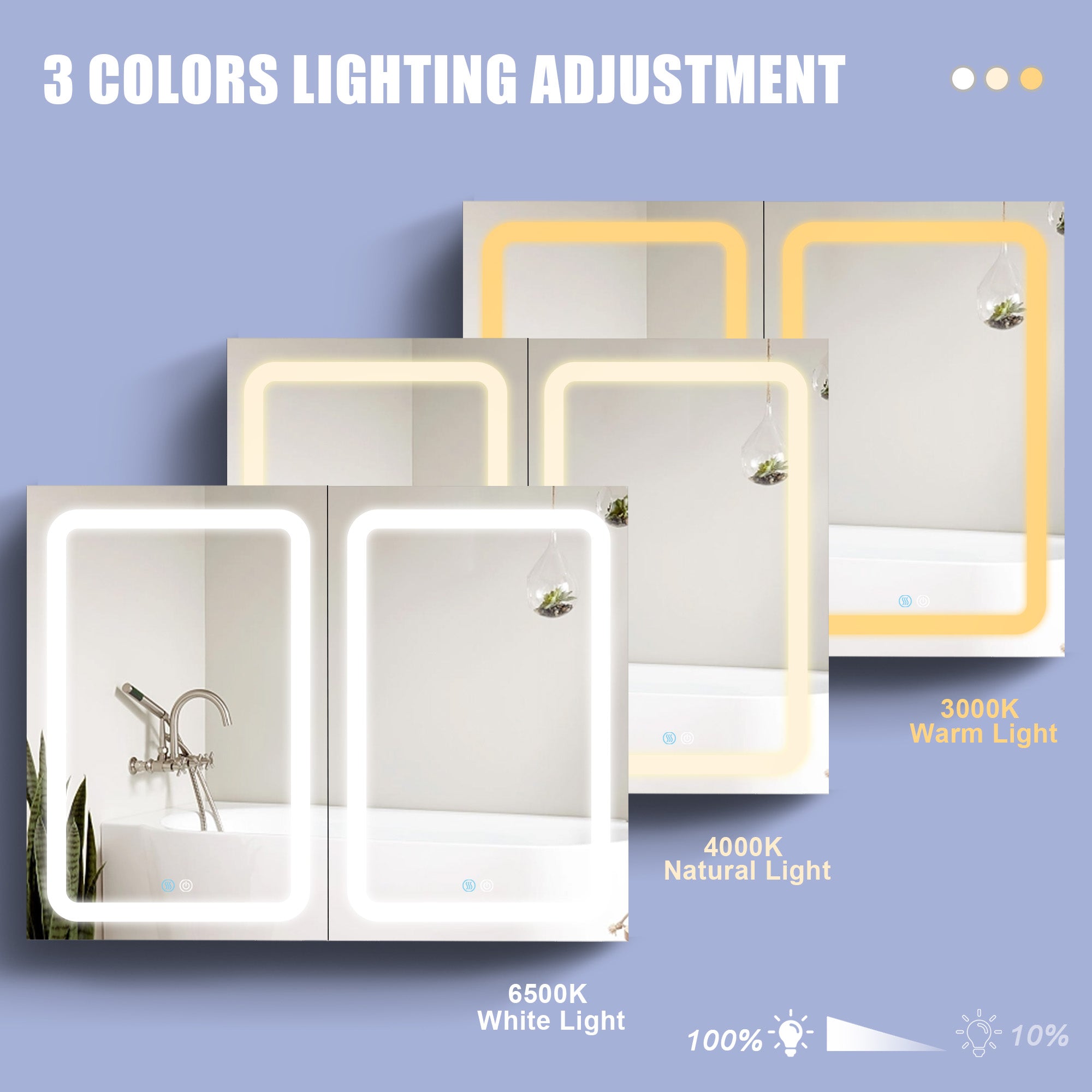 20 in.W x 30 in. H Aluminum Surface Mounted Medicine Cabinet with Doors and Mirrors