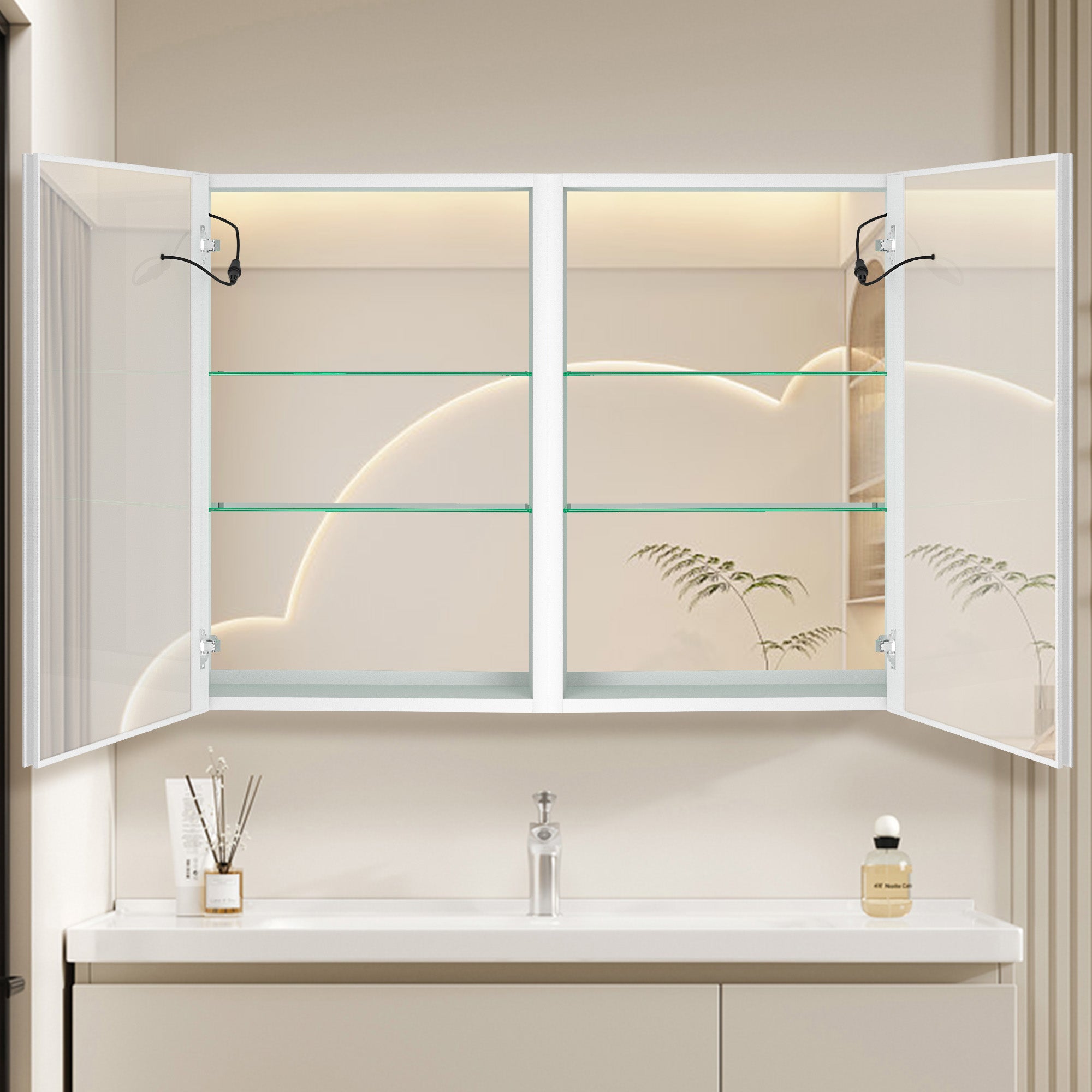 20 in.W x 30 in. H Aluminum Surface Mounted Medicine Cabinet with Doors and Mirrors