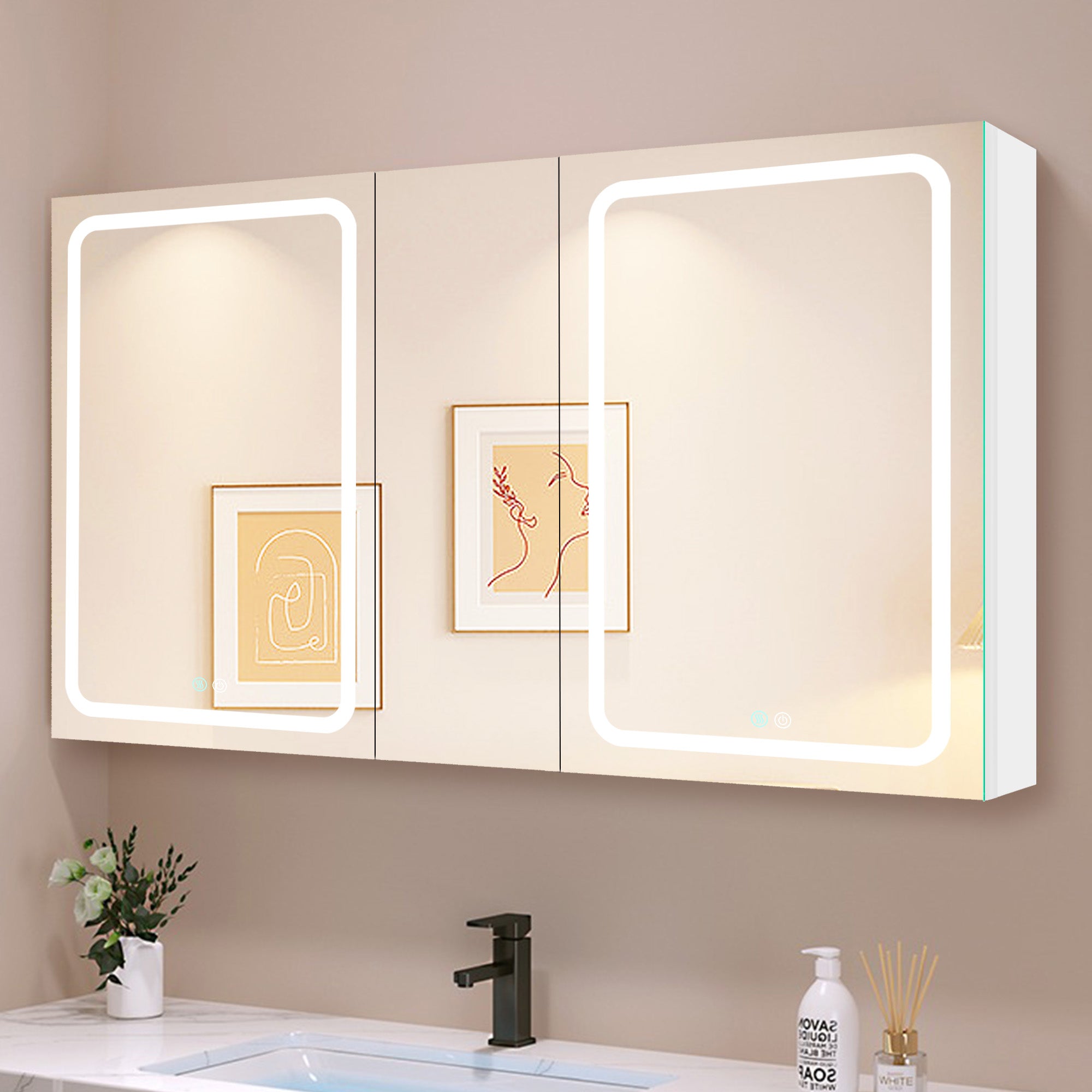 20 in.W x 30 in. H Aluminum Surface Mounted Medicine Cabinet with Doors and Mirrors