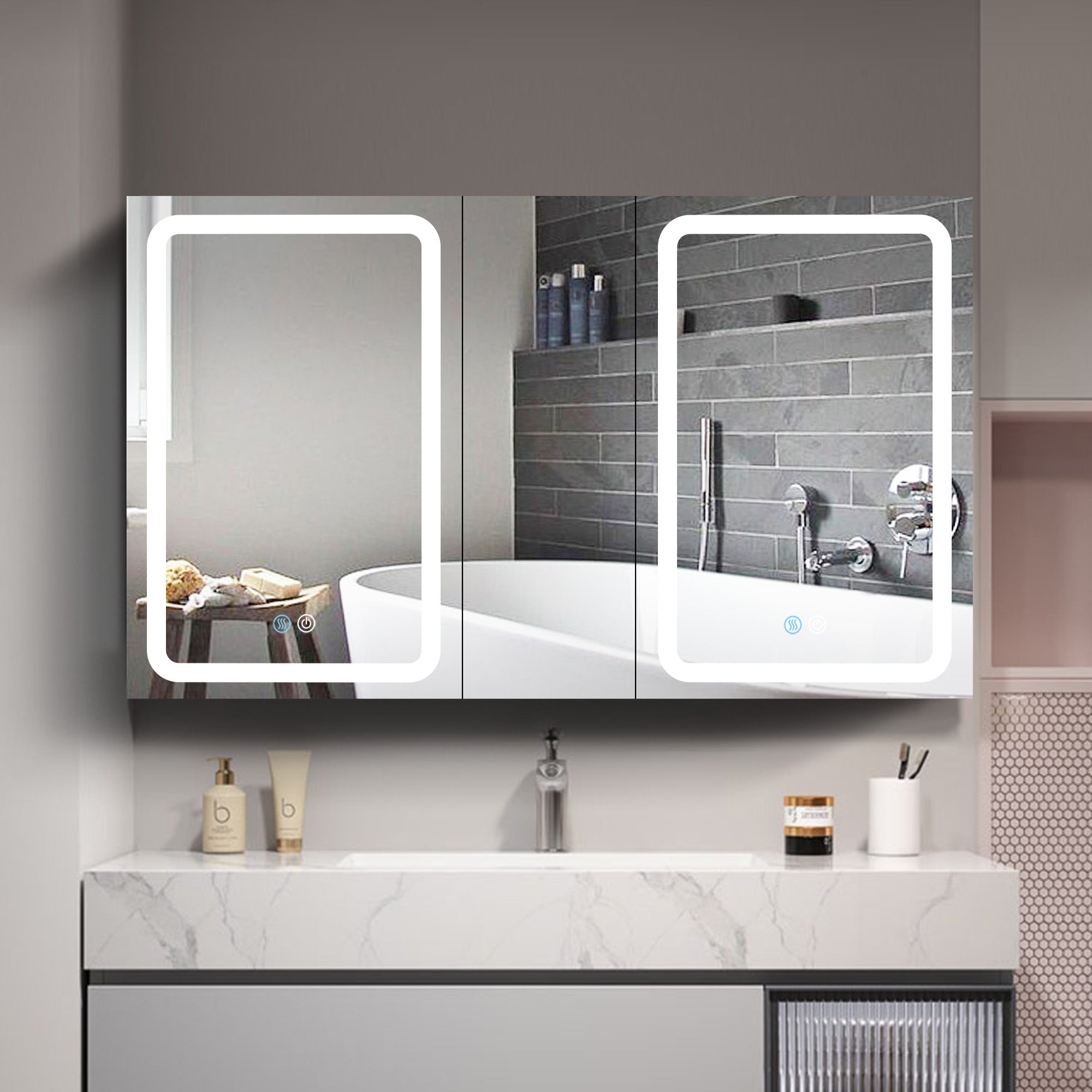 20 in.W x 30 in. H Aluminum Surface Mounted Medicine Cabinet with Doors and Mirrors