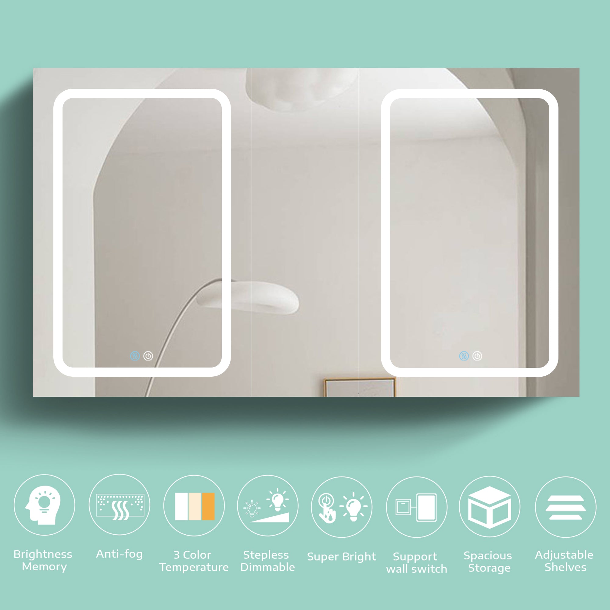 20 in.W x 30 in. H Aluminum Surface Mounted Medicine Cabinet with Doors and Mirrors