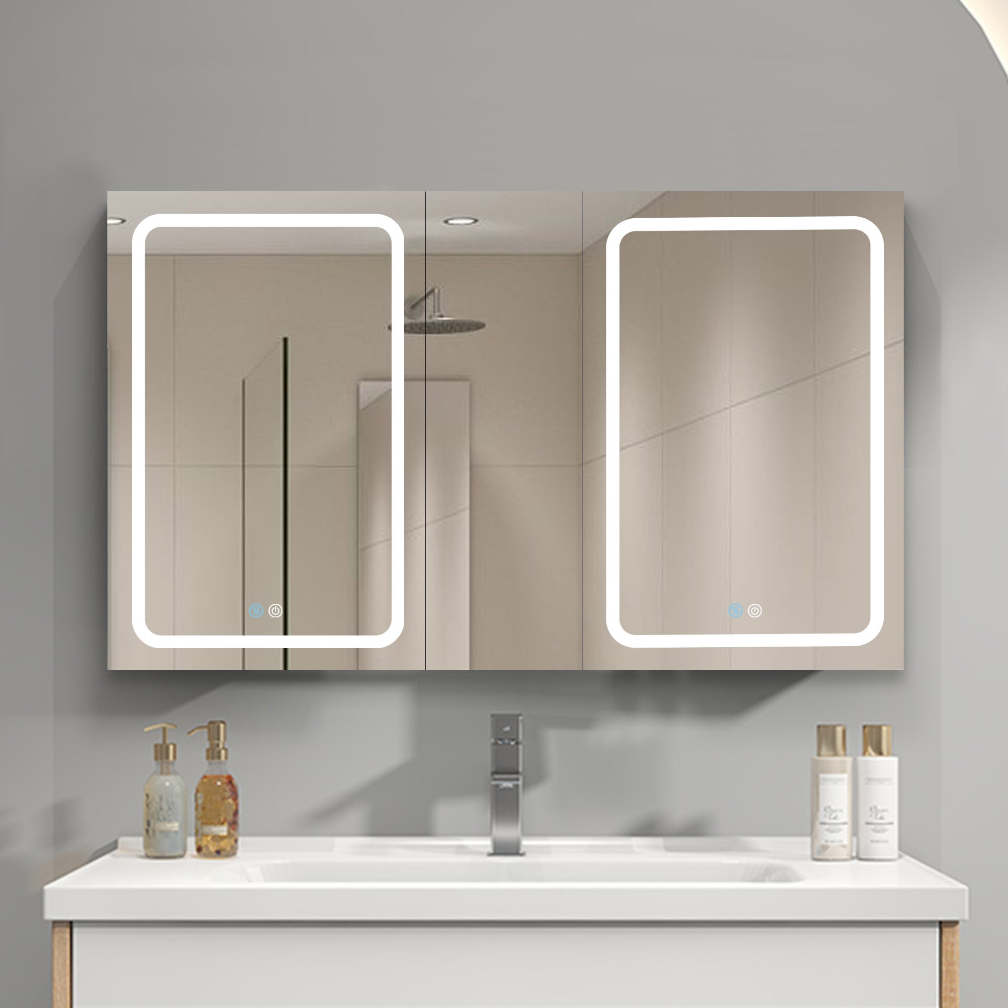 20 in.W x 30 in. H Aluminum Surface Mounted Medicine Cabinet with Doors and Mirrors